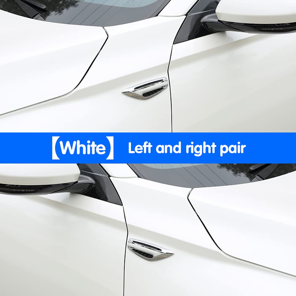 Universal Car Side Vents Stickers - 2PCS ABS Air Intake Flow Vent Cover Decorative Fender Trim (White) | Enhance Vehicle Style for Sports Cars & Custom Rides