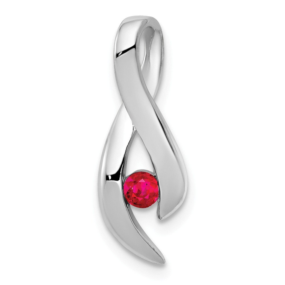 14K White Gold 3mm Ruby Pendant Necklace for Women - Elegant 14kt Solid Gold Jewelry Gift for Birthday, Anniversary & Valentine's Day