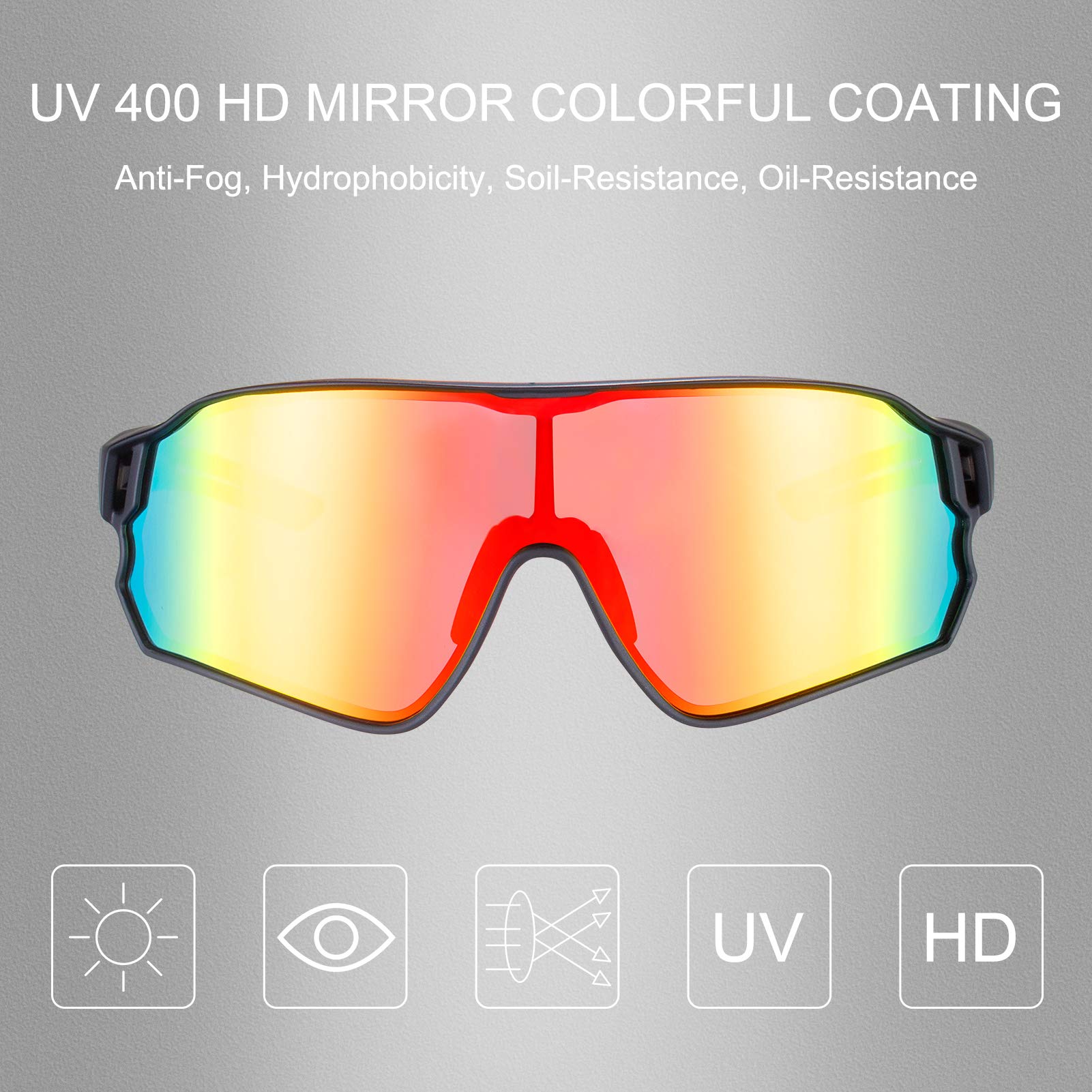 RockBROS Polarized Sunglasses for Men & Women - UV400 Protection, Anti-Glare Cycling Glasses - Perfect for Road Biking, Running & Outdoor Sports