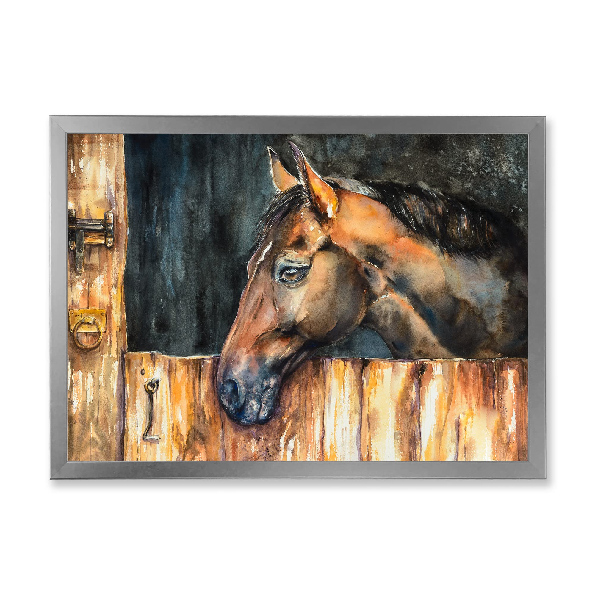 DesignQ Horse Head Stable Farmhouse Framed Wall Art - Rustic Home Decor for Living Room, Bedroom & Office