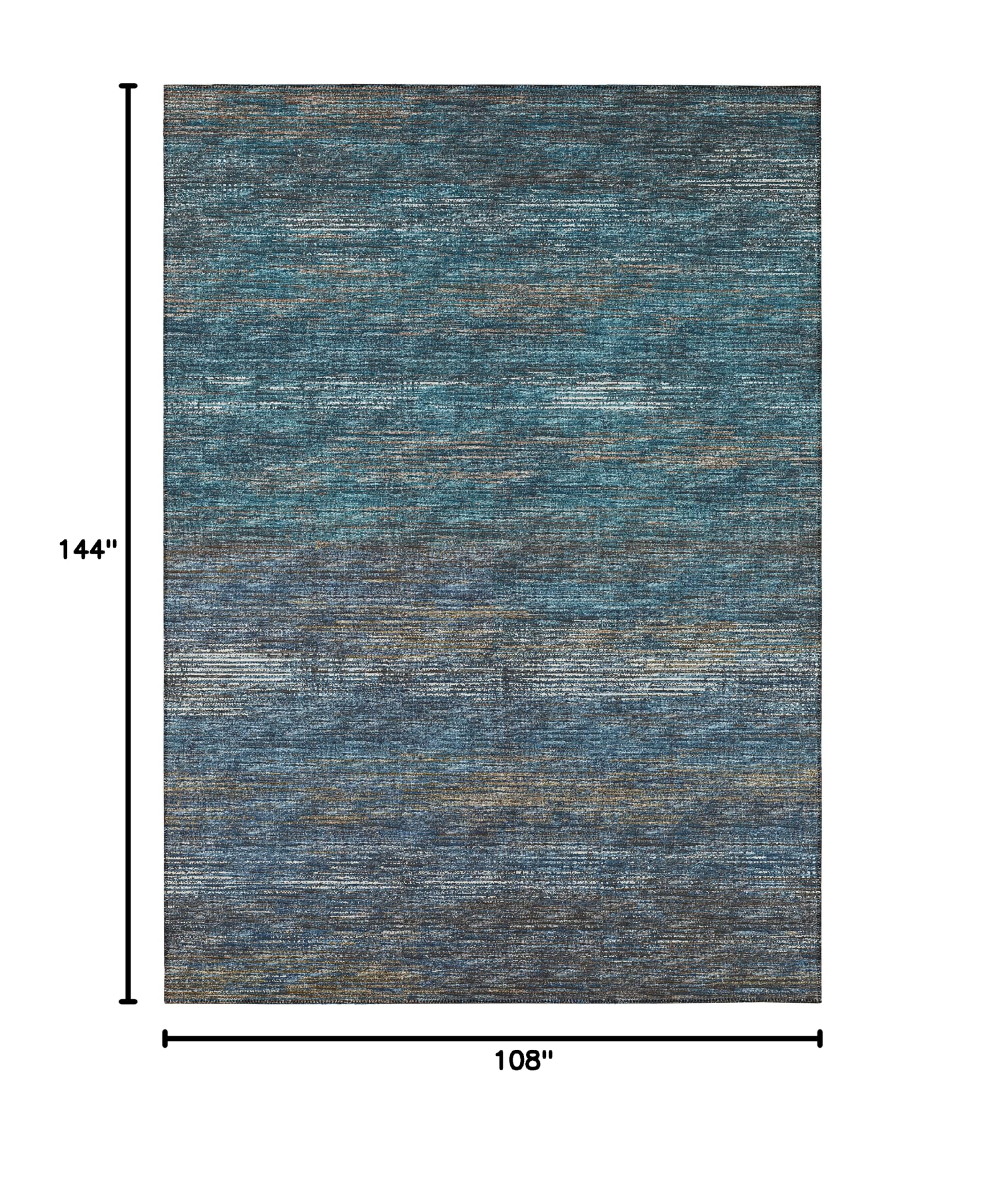 Addison Rugs Marston 9' x 12' Transitional Blue Indoor/Outdoor Area Rug - Stain Resistant, Machine Washable, Non-Shedding - Perfect for Bedroom, Living Room, Dining Room & Kitchen Decor
