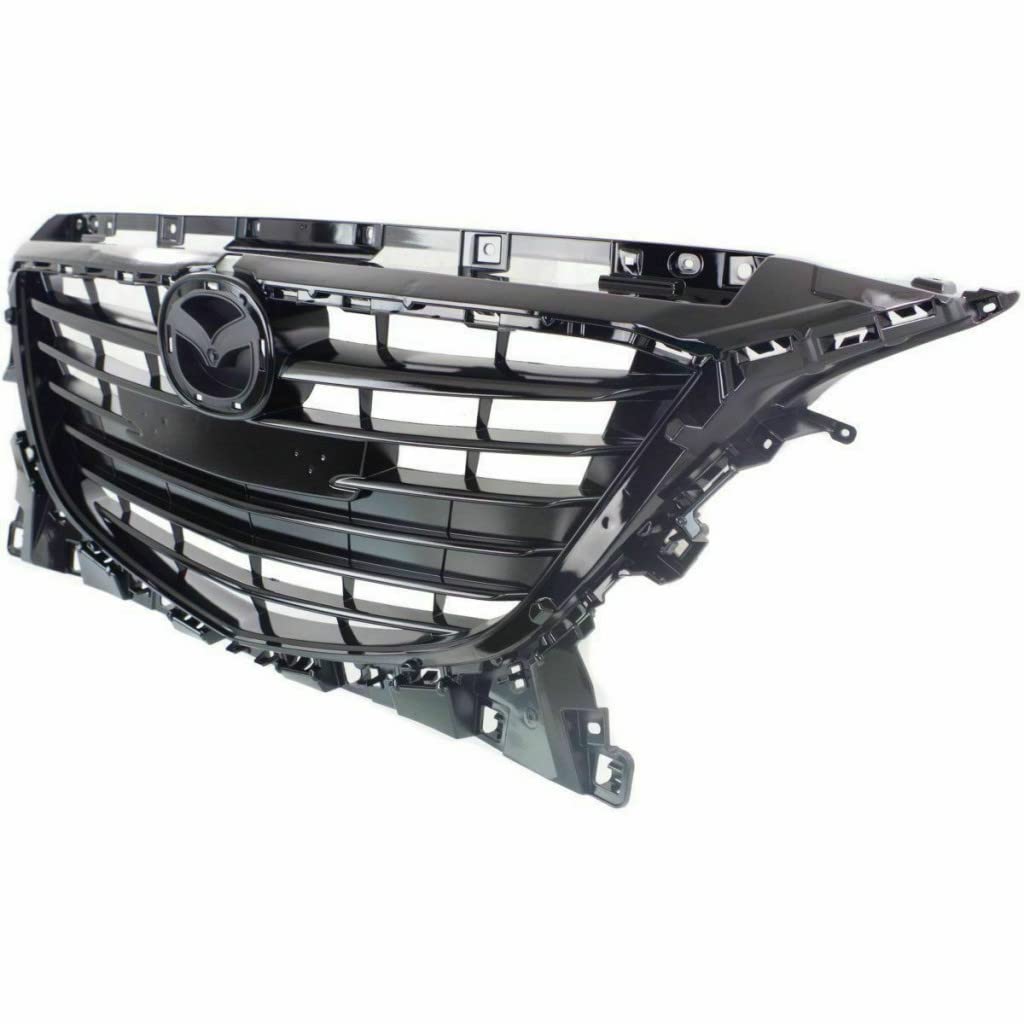 Gloss Black Front Grille for Mazda 3 2014 2015 2016 Models | BJE150712B & MA1200196 Replacement Part | Perfect for Car Upgrades & Customization