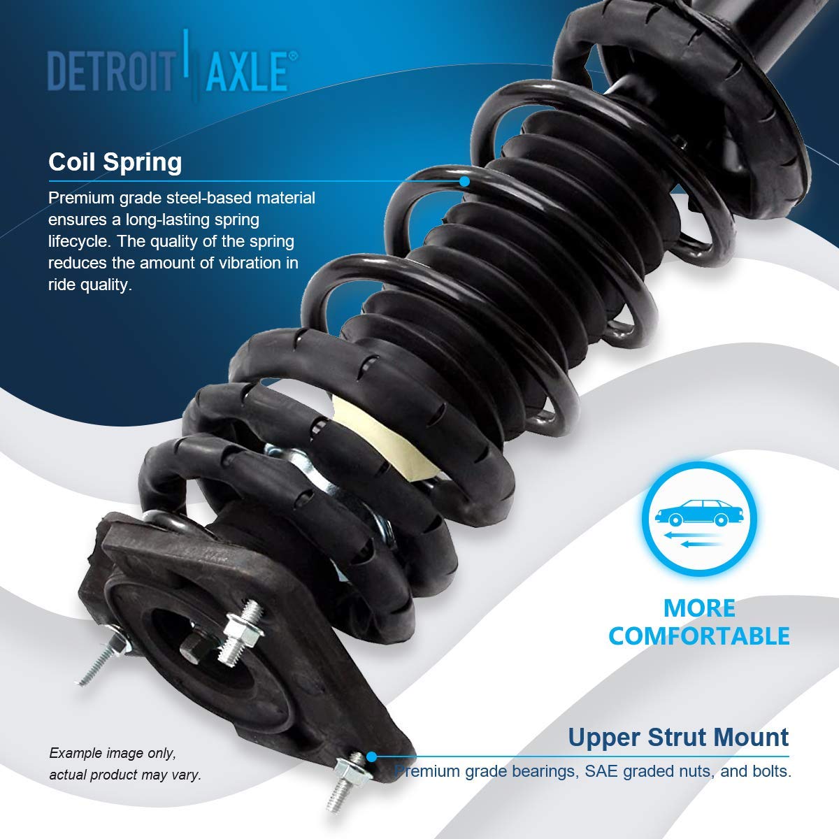 Detroit Axle - 2 Rear Complete Strut Assembly with Coil Spring for Chevy Malibu, Pontiac Grand AM, Oldsmobile Alero & Cutlass - Easy Installation, Durable Replacement - Perfect for Smooth Rides & Suspension Repair