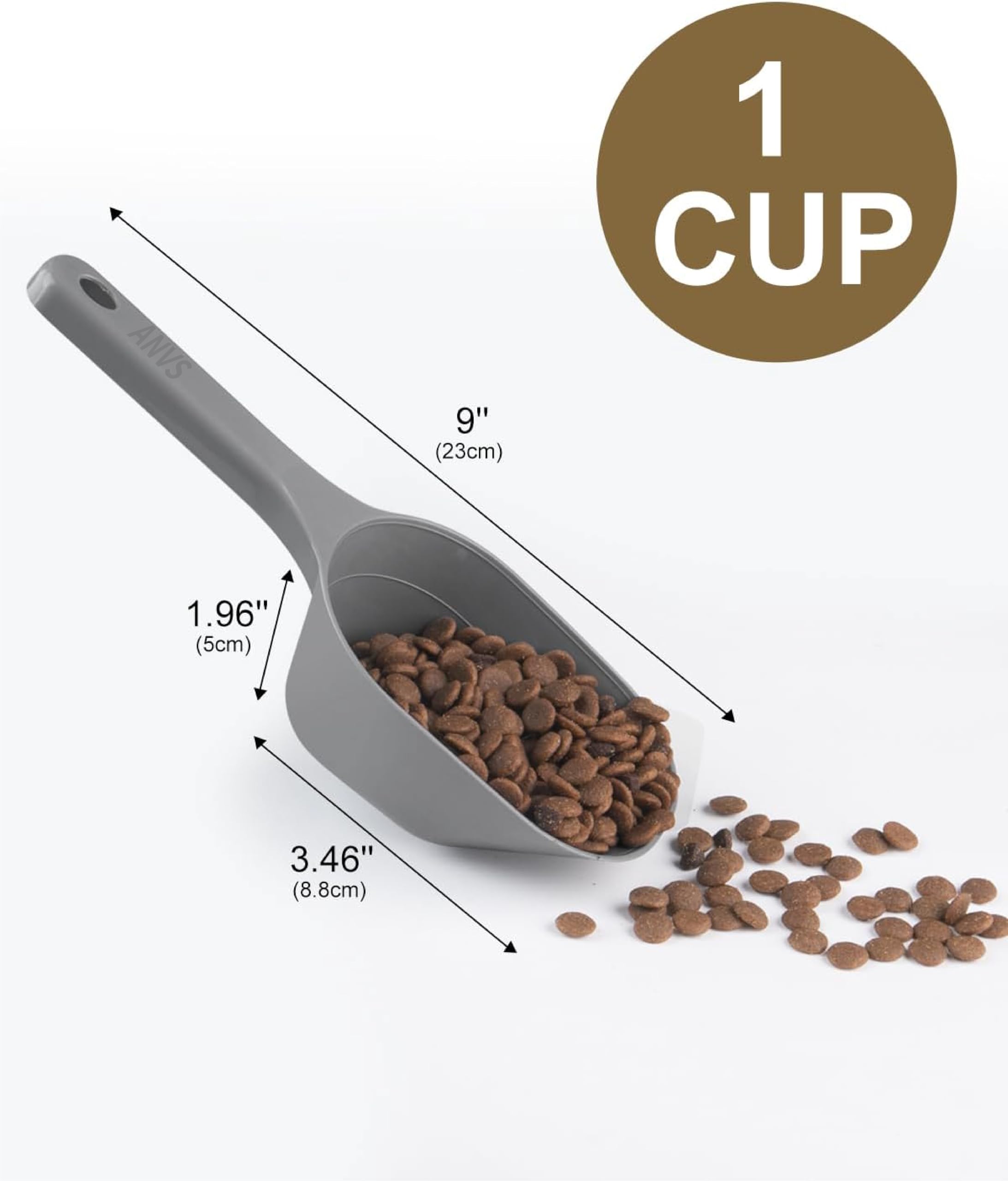 ANVS 3-Pack Dog Food Scoop Set - 1 Cup Measuring Scoop for Dogs, Puppies & Cats | Durable Plastic Pet Food Scooper for Dry Kibble & Treats | Perfect for Meal Prep, Portion Control & Travel