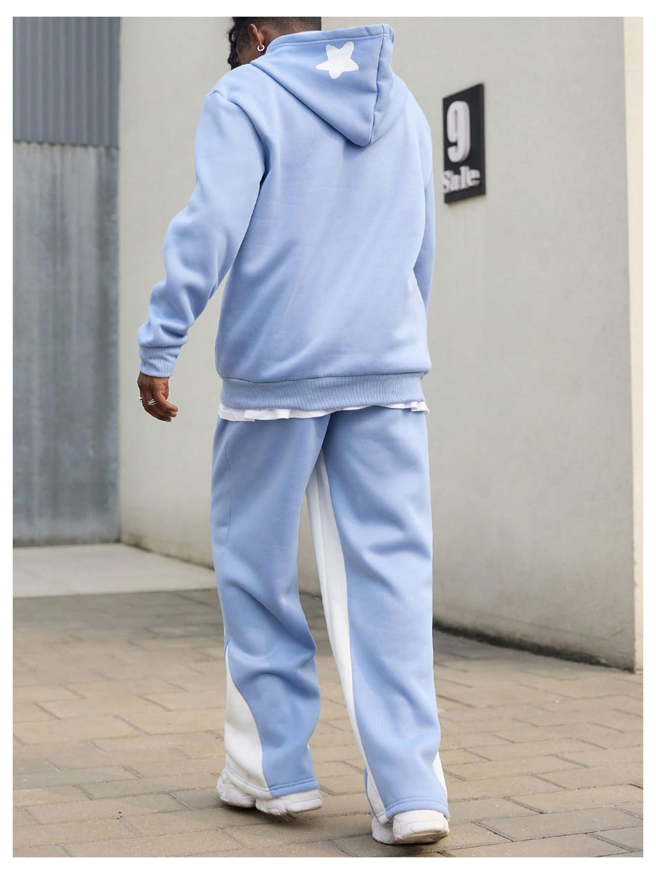 GORGLITTER Men's 2-Piece Sweatsuit Set - Graphic Hoodie & Wide Leg Sweatpants Jogging Outfit for Gym, Lounge & Streetwear | Comfortable Athletic Wear
