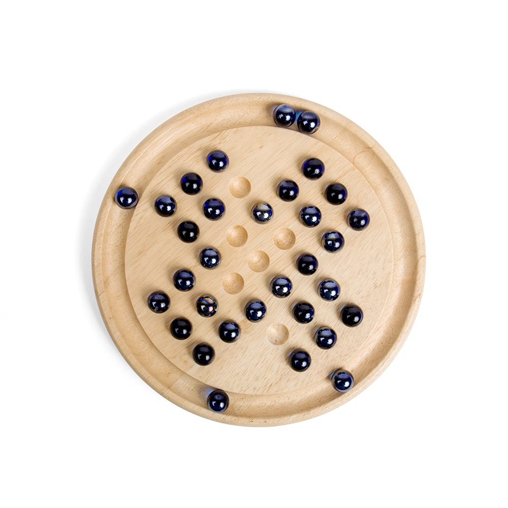 Bigjigs Toys Classic Wooden Solitaire Game with Marbles - Fun Brain Teaser for Adults & Kids - Perfect for Family Game Night and Travel Entertainment