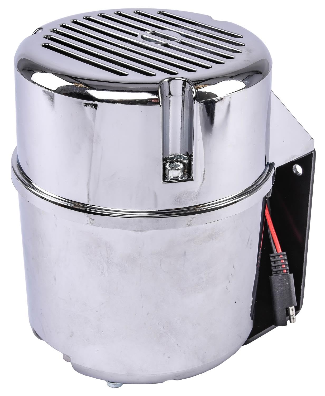 JEGS 62992 12V Electric Vacuum Pump - Chrome Concealed Canister for Car Brake Boosting, HVAC Systems & Automotive Maintenance | High Performance Compact Design