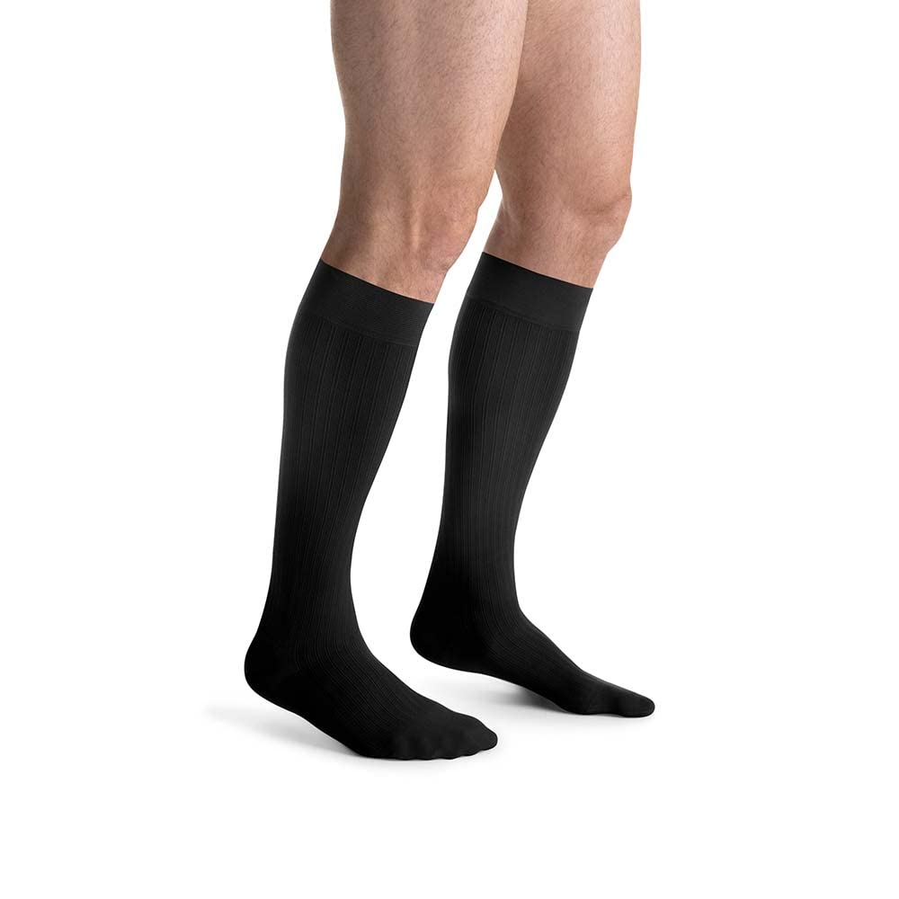 JOBST forMen Ambition 20-30 mmHg Compression Socks - Knee High, Closed Toe, Black, Size 1 Long - Ideal for Travel, Running & Varicose Vein Relief