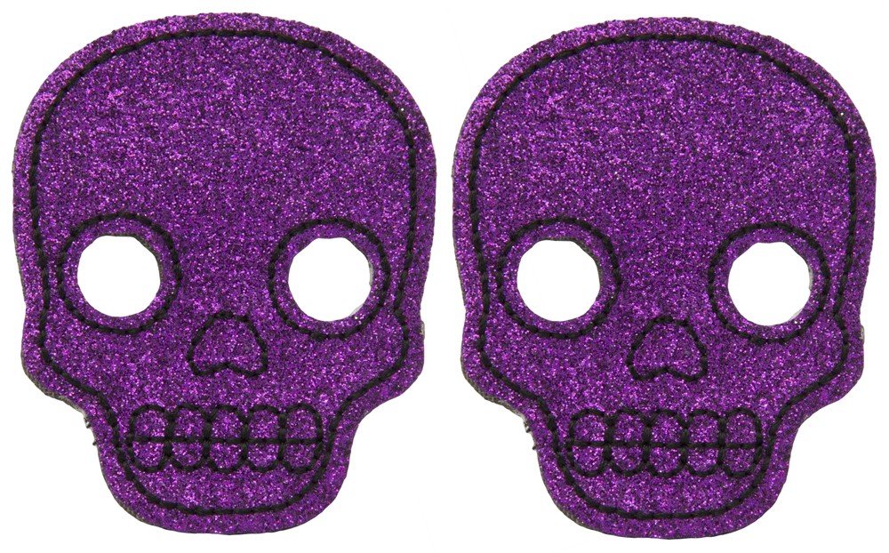 Sourpuss Glitter Skull Hair Clips - Purple Gothic Hair Accessories for Women, Punk Rock Style Hairpins for Parties, Halloween, and Cosplay