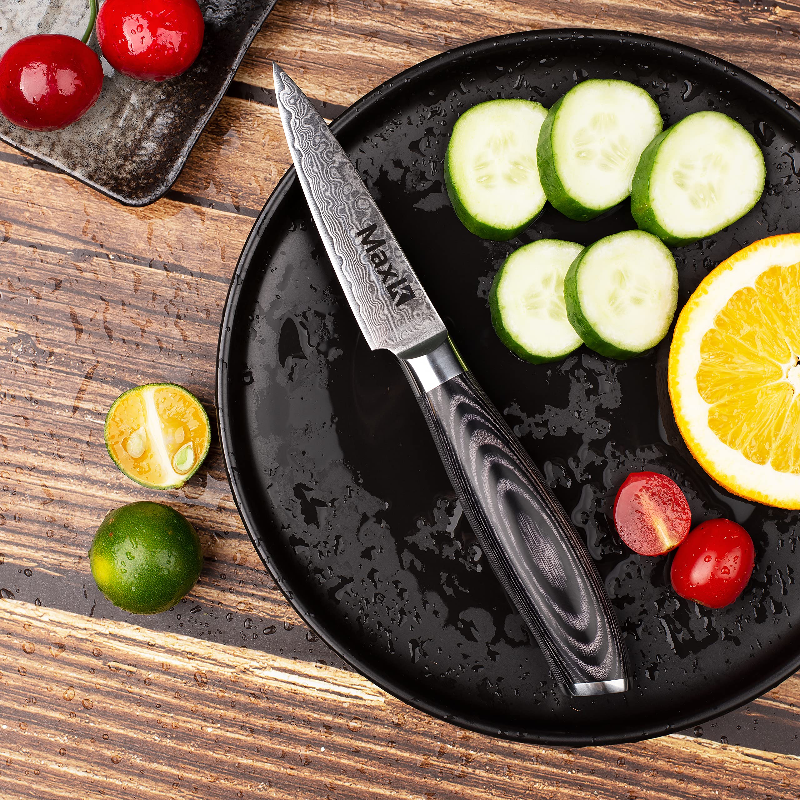 Premium 6-Piece Knife Set with Pakka Wood Handle & Free Knife Stand - Ultra Sharp 67-Layer Forged Steel Blades for Professional Chefs - Perfect for Slicing Meat, Dicing Vegetables, Chopping Fruits - Ideal for Home Kitchens, Restaurants & Culinary Gifts
