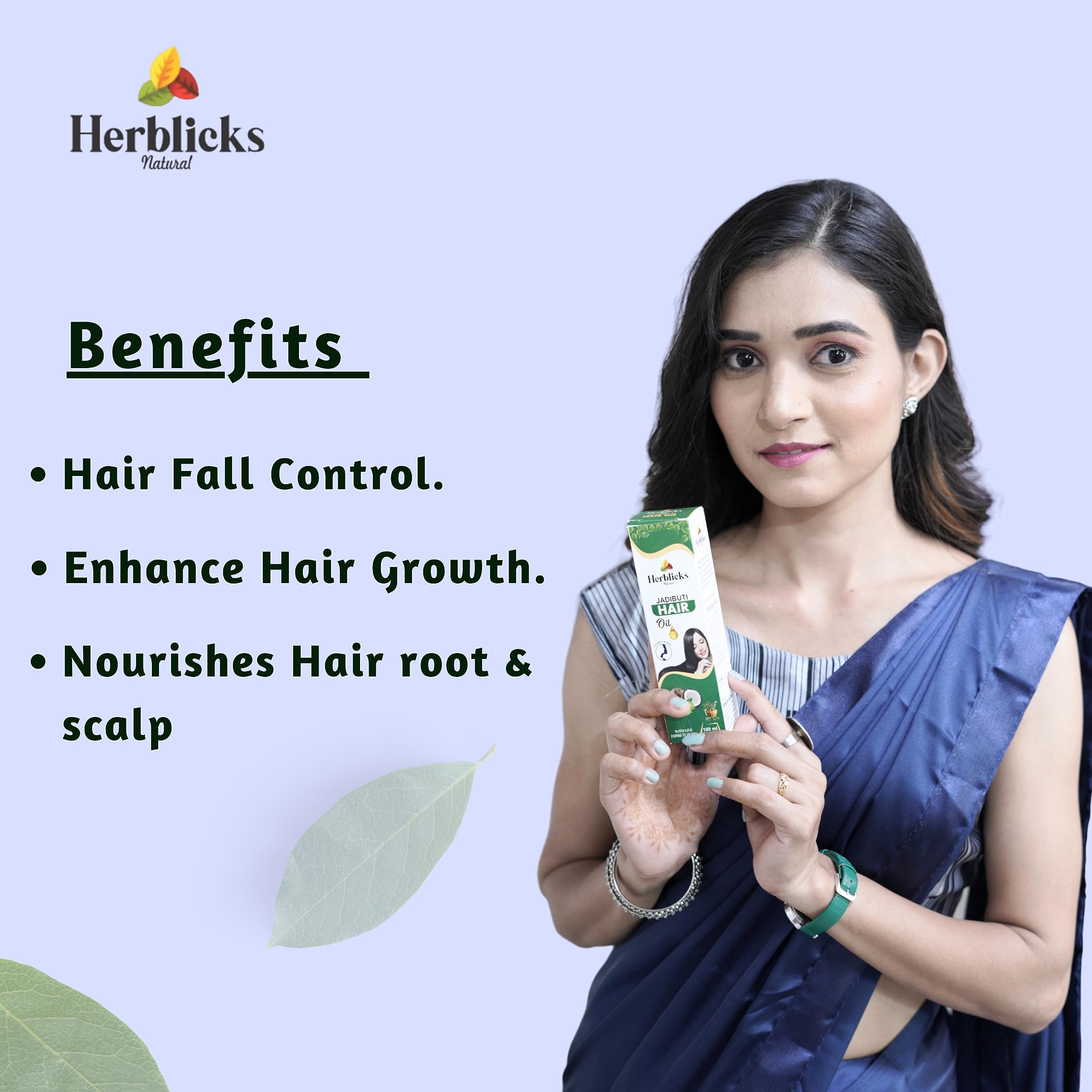 Herblicks Natural Jadibuti Hair Oil - 100ml Ayurvedic Herbal Treatment for Hair Growth & Scalp Care | Perfect for Dry, Damaged Hair & Daily Nourishment