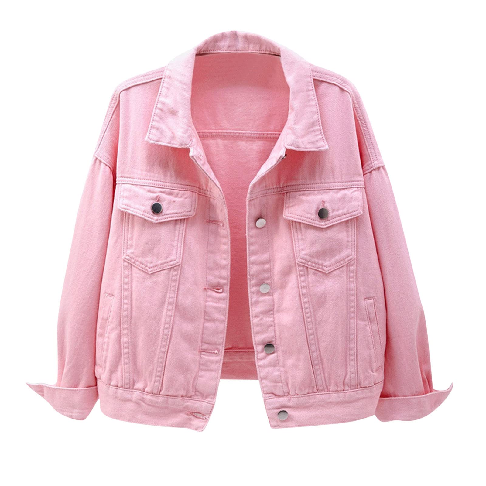 Women's Candy Color Denim Jacket - Relaxed Fit Casual Jean Trucker Jacket for Misses | Perfect for Spring Outfits, Weekend Wear & Street Style Fashion