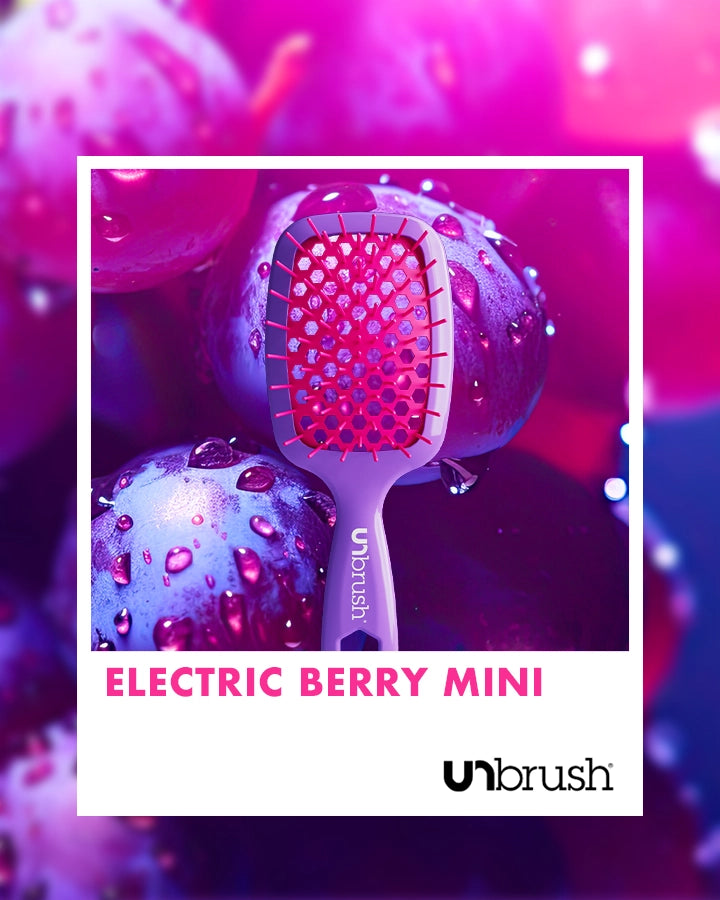 UNbrush Mini Neon Electric Berry Detangling Hair Brush - Tangle-Free Styling for Kids & Adults, Perfect for Travel & On-the-Go Use