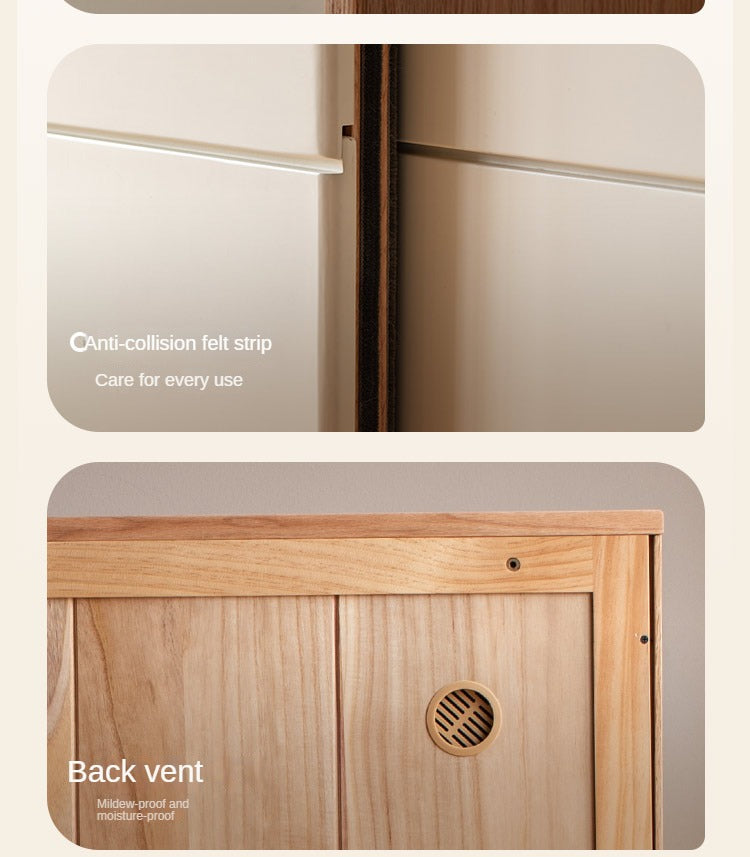 Solid Oak Wood Sliding Door Wardrobe Closet - Modern Storage Solution for Bedroom, Living Room & Office Organization