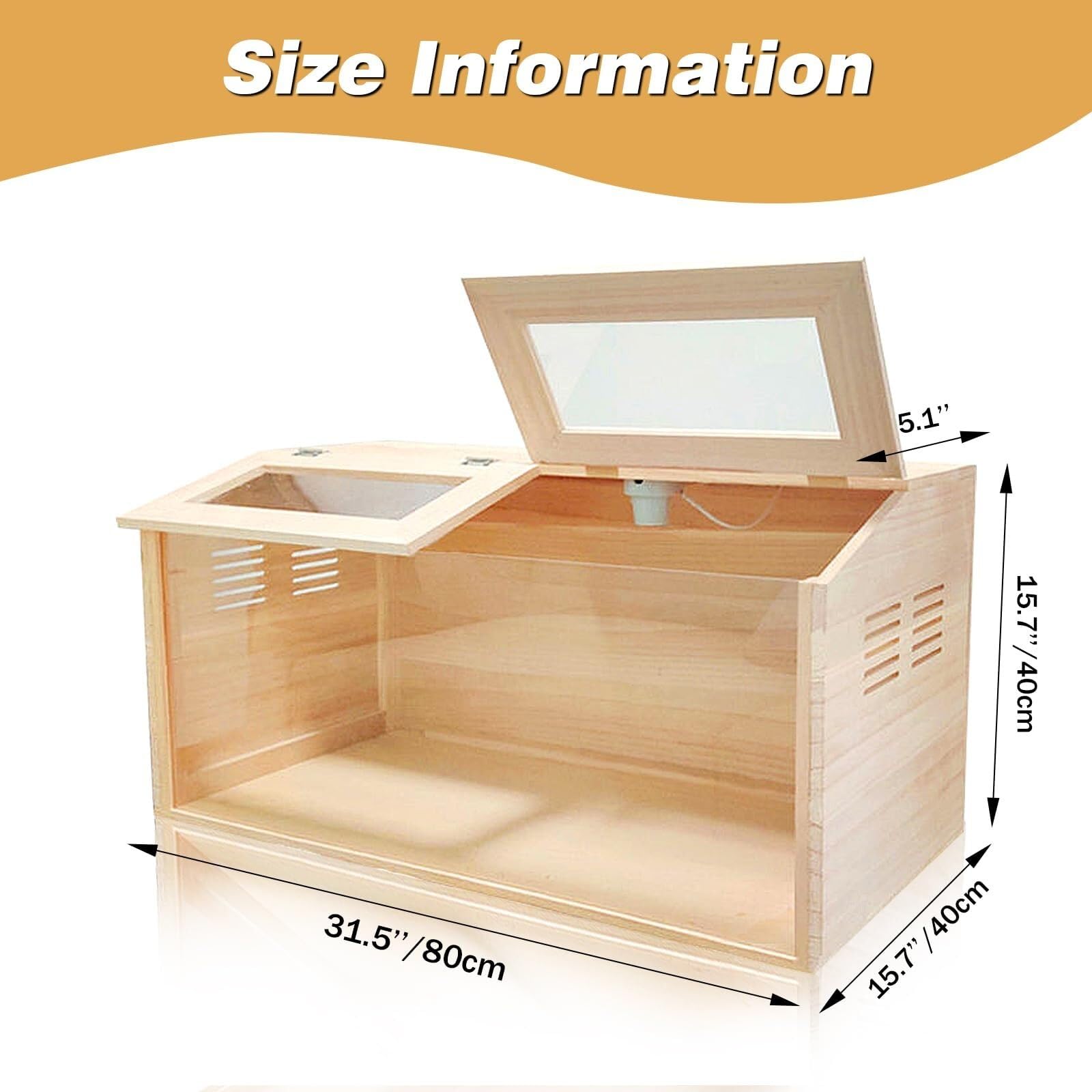 Premium Solid Wood Chicken Brooder Box with LED Lighting Kit & Digital Thermometer - 32