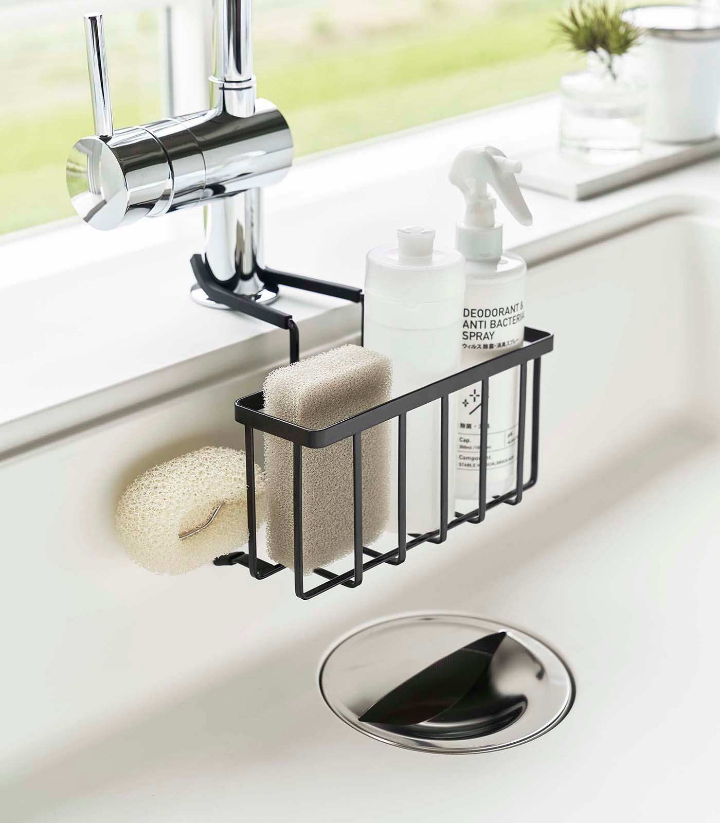 Stainless Steel Faucet Hanging Sponge Holder - Kitchen Sink Organizer for Sponges & Brushes | Perfect for Dishwashing, Cleaning & Bathroom Storage