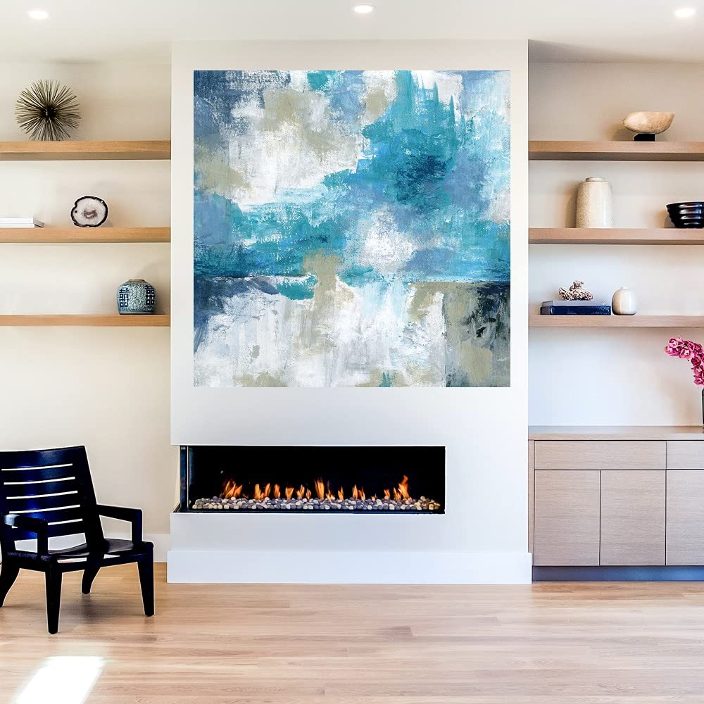 By the Sea Fine Art Canvas Wall Decor - 32x32 Inch Ready to Hang Painting for Living Room, Bedroom, Office - Coastal Beach Theme Home Decor by Artist Katrina Craven - Perfect for Seaside, Nautical or Beach House Interior Design