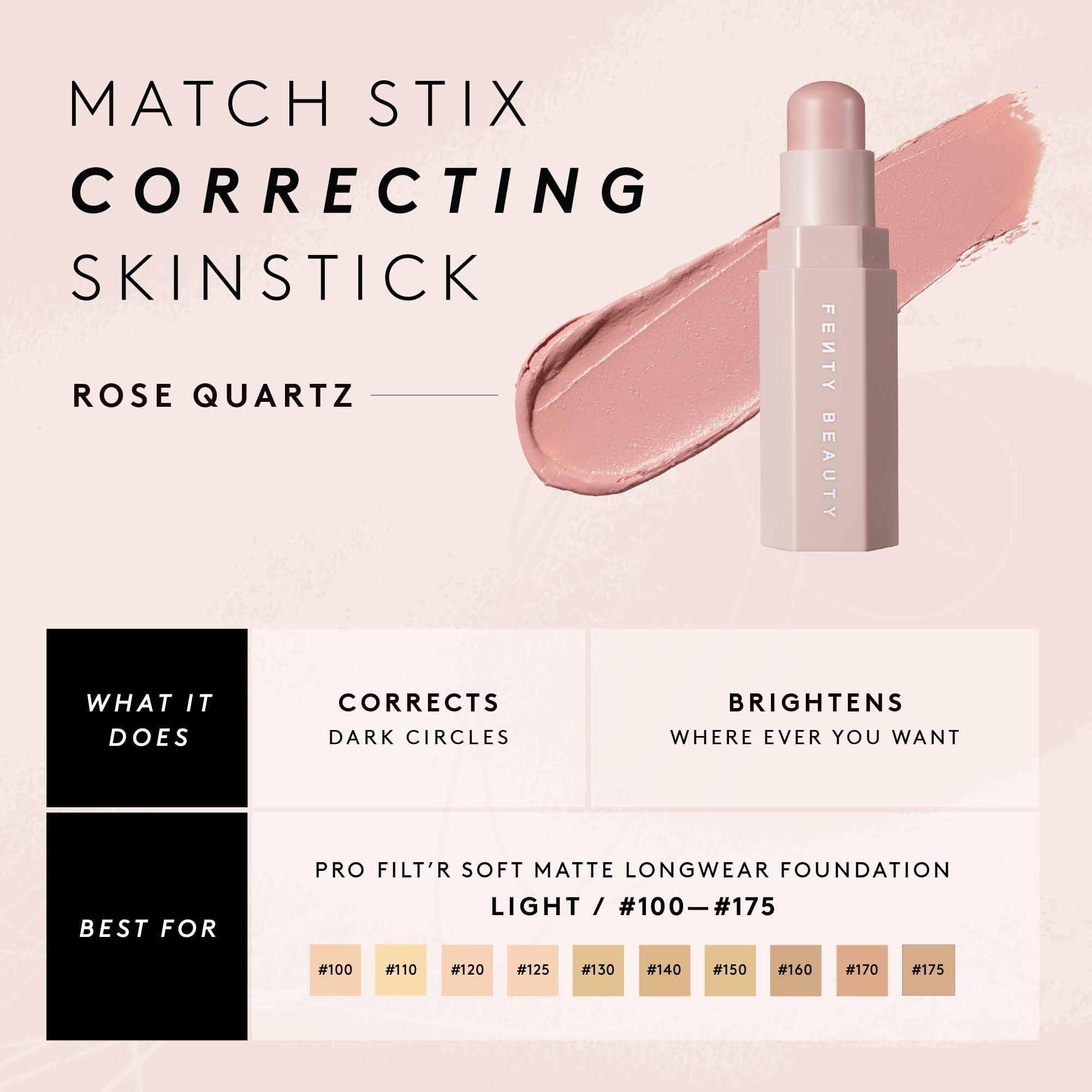 Fenty Beauty by Rihanna Match Stix Trio Skinstick - Rose Quartz Corrector for Dark Circles & Blemishes | Creamy Concealer & Contour Stick for Flawless Makeup | Perfect for Everyday Wear & Photo Shoots