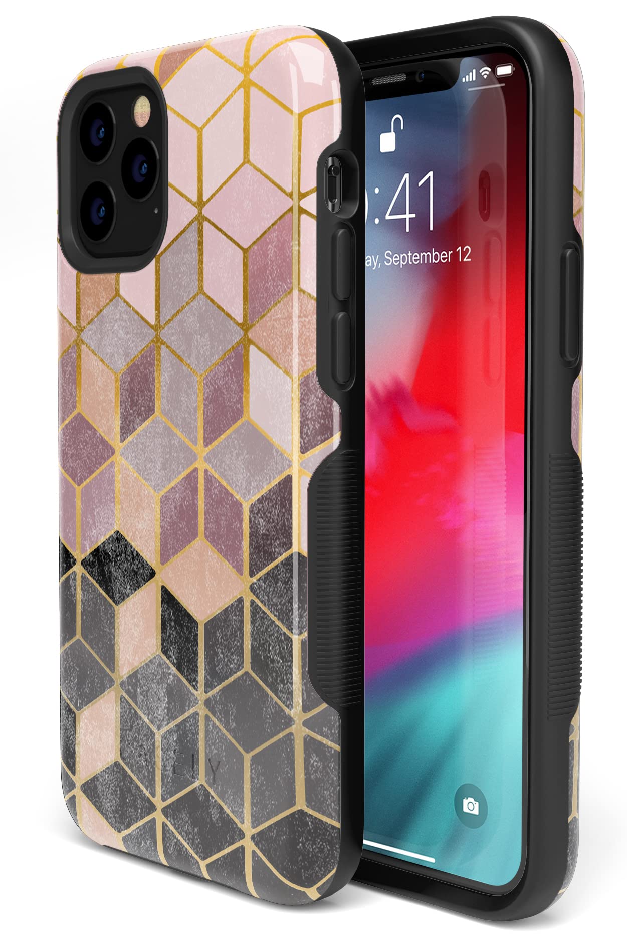 Casely iPhone 11 Pro Max Case - Geo Rose Gold Marble Protective Phone Cover | Slim Fit, Shockproof & Scratch Resistant | Perfect for Work, Travel & Everyday Use