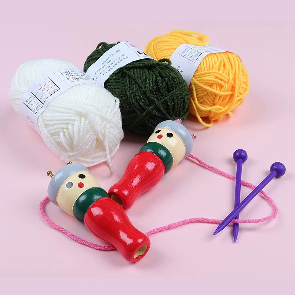 2-Pack French Knitter Tool - Wooden Knitting Set & Spool Knitting Doll for DIY Bracelets, Scarves, Hats - Perfect for Kids Crafts, Handmade Gifts & Knitting Beginners
