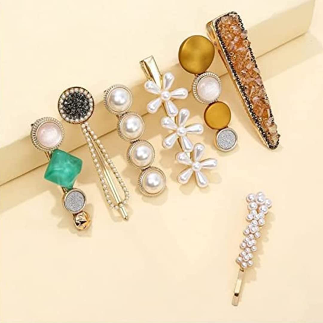 Stylish Fancy Metal Hair Barrettes for Women - Set of 8 Elegant Hair Clips - Perfect for Parties, Weddings & Everyday Wear