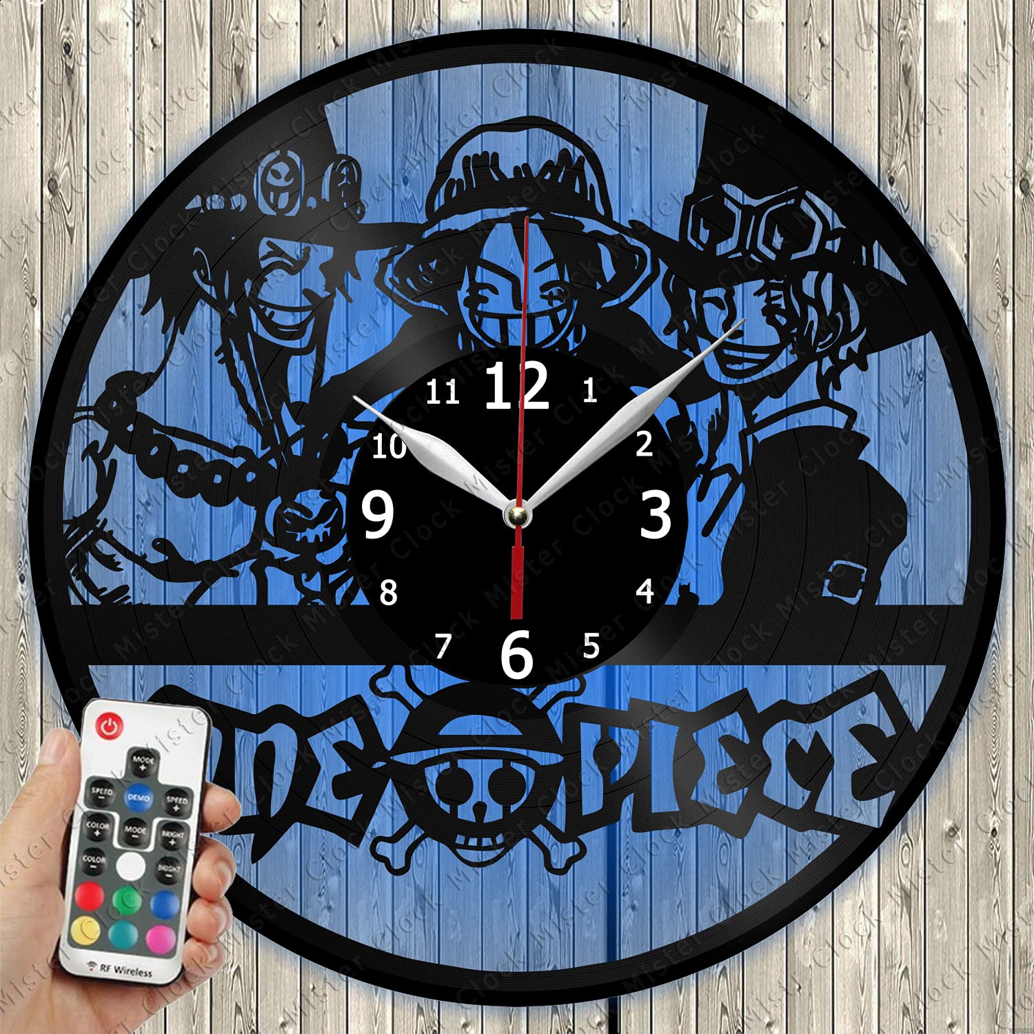 One Piece LED Vinyl Record Wall Clock - Unique Handmade Light-Up Wall Decor with Custom Design | Perfect Gift for Anime Fans, Music Lovers & Home Office Decoration