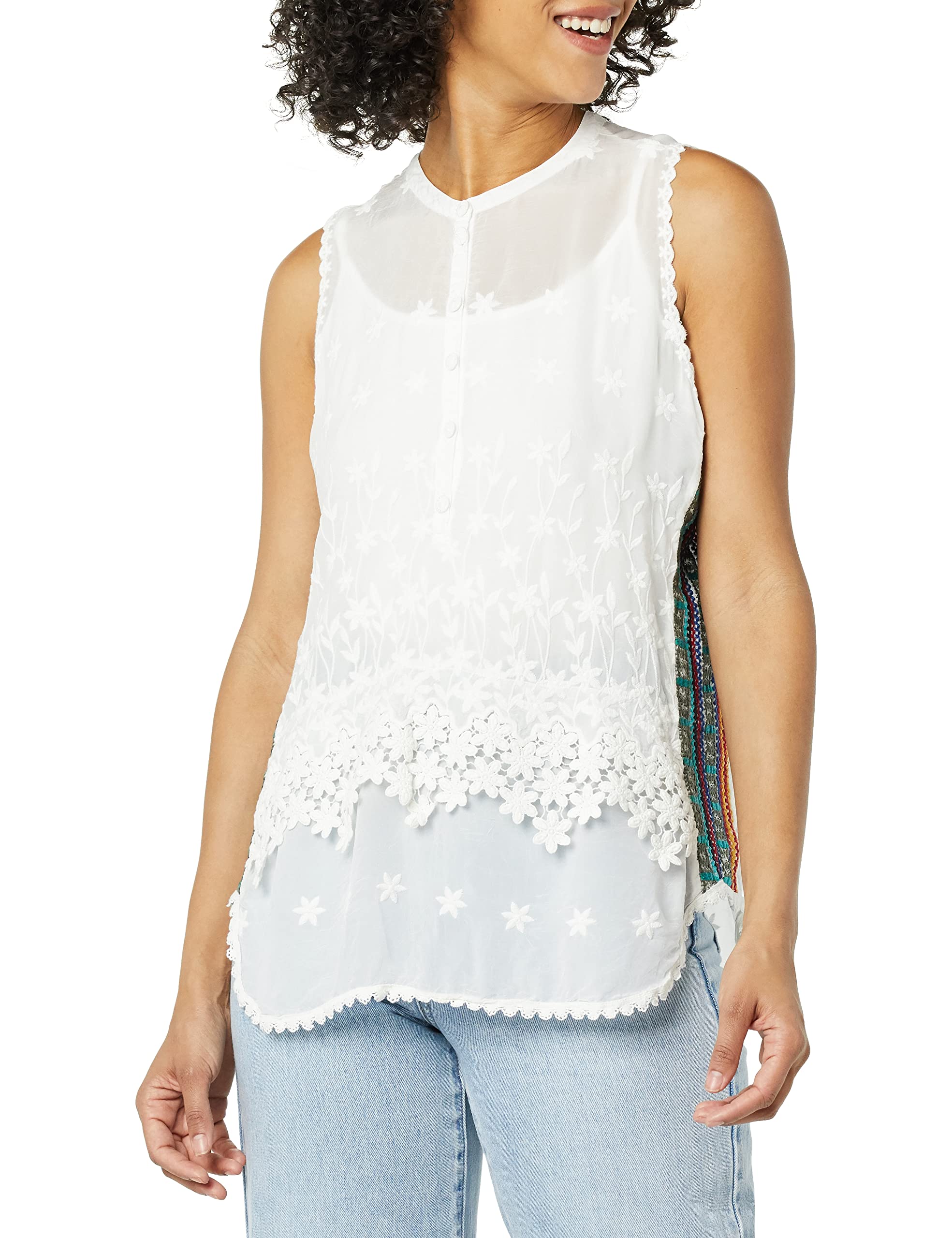 Johnny Was Women's Sleeveless Boho Blouse - Floral Print Summer Top for Casual Wear & Beach Outings