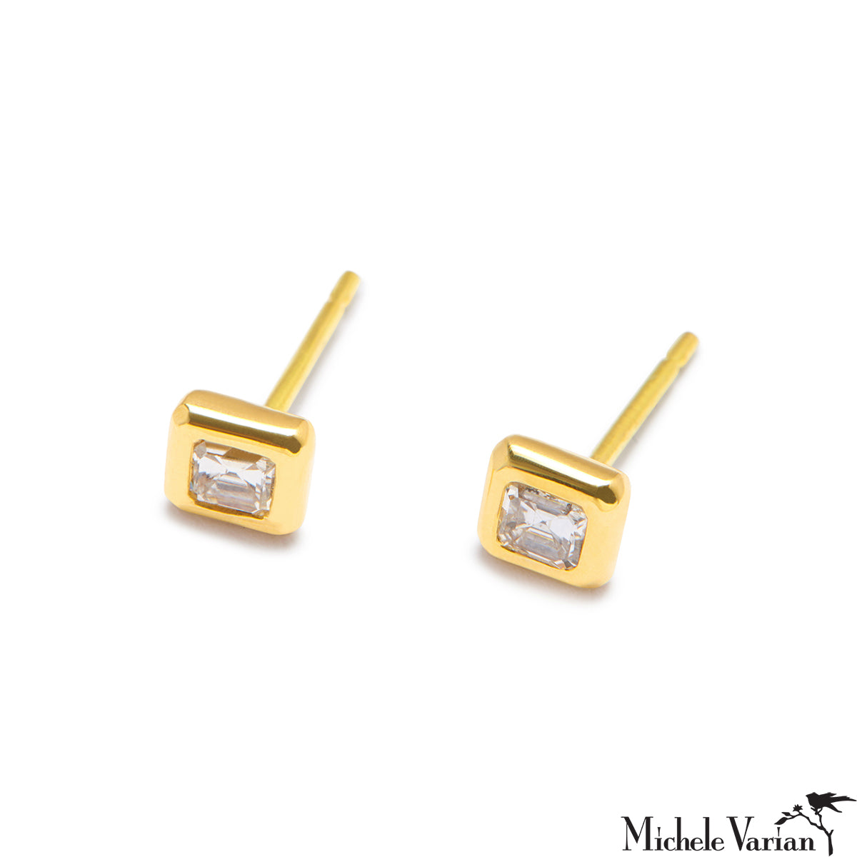 Exquisite 14K Gold Emerald Cut Diamond Stud Earrings for Women – Perfect for Weddings, Anniversaries & Special Occasions