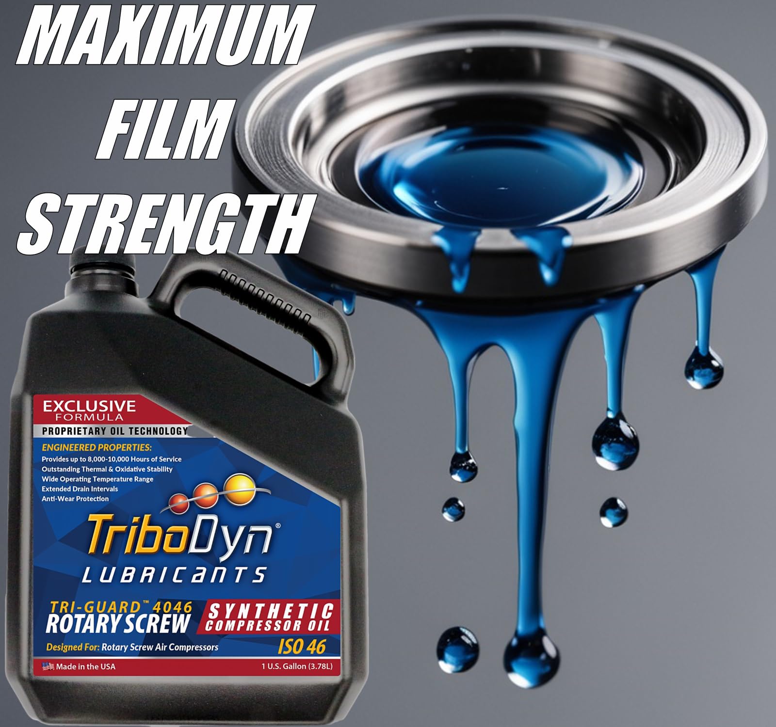 TriGuard 4046 ISO 46 PAO Synthetic Rotary Screw Air Compressor Oil - 1 Gallon for Industrial Machinery, HVAC Systems & Pneumatic Tools