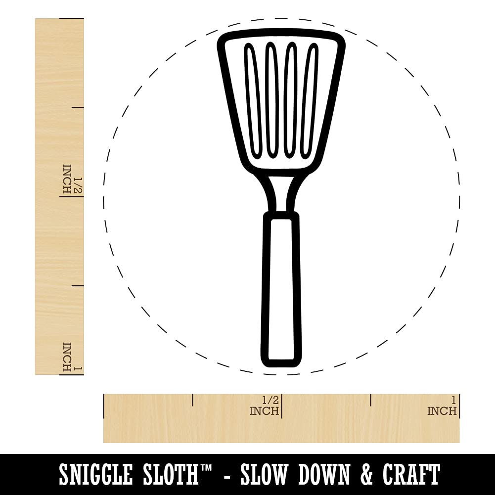 1 Inch Medium Black Ink Self-Inking Rubber Stamp - Perfect for Crafting, Planner Stamping & DIY Projects | Durable Spatula-Shaped Kitchen Utensil for BBQ Grilling & Cooking