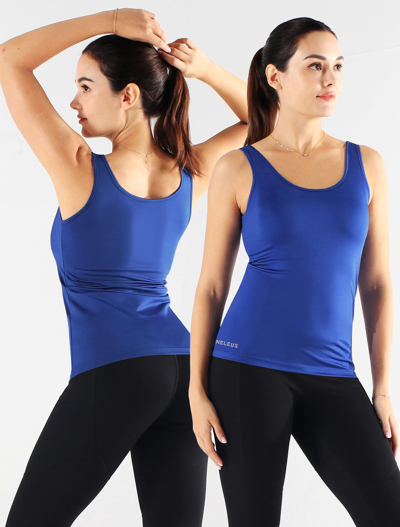 NELEUS Women's 3 Pack Seamless Yoga Bras - High Support Compression Tank Tops with Removable Cups for Running, Workout & Gym - Moisture Wicking Athletic Shirts for Yoga, Pilates & Fitness Training