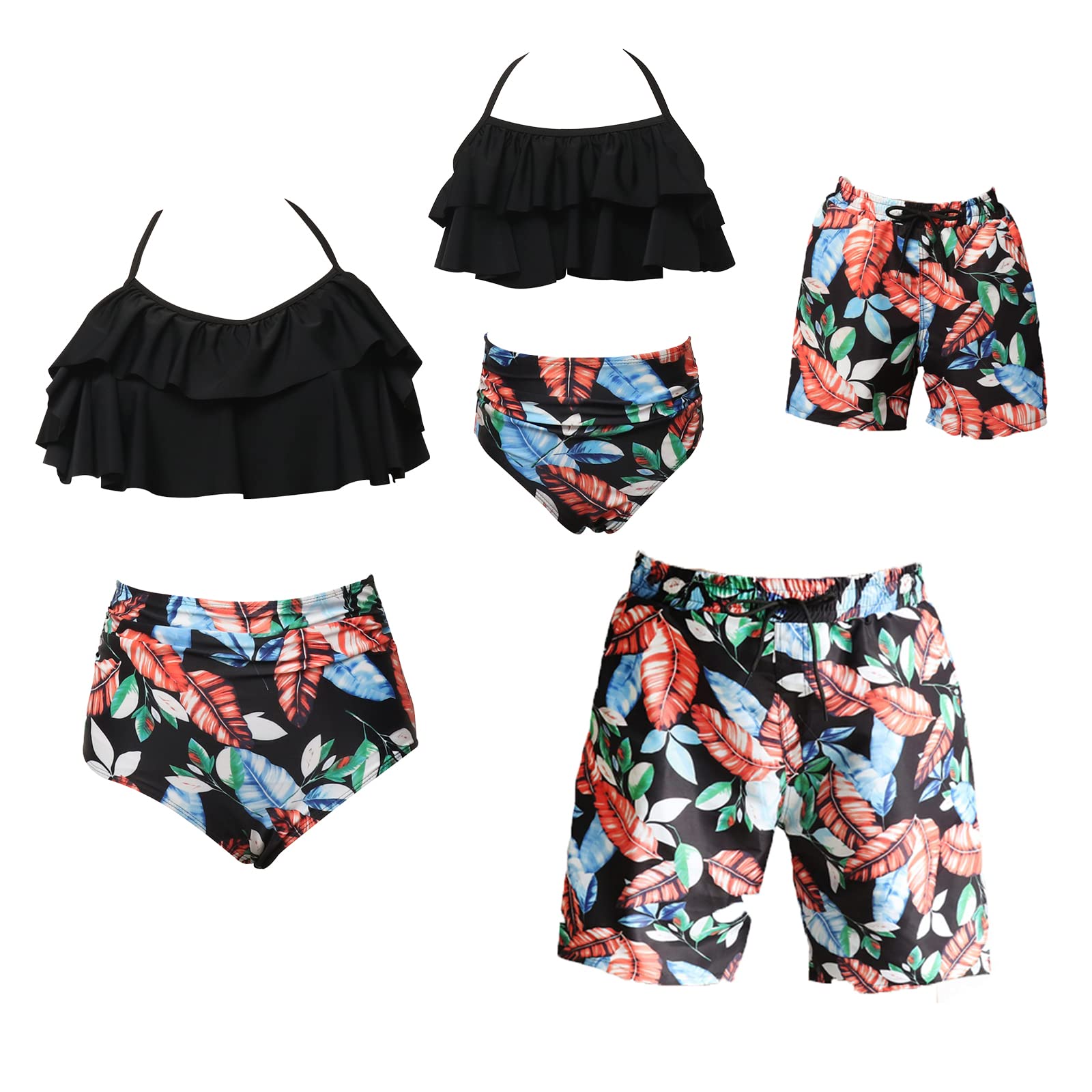 Matching Family Swimsuits Set - Tropical Palm Leaves Print Bathing Suits for Women, Men & Kids | Beach Vacation, Pool Party & Summer Outfits