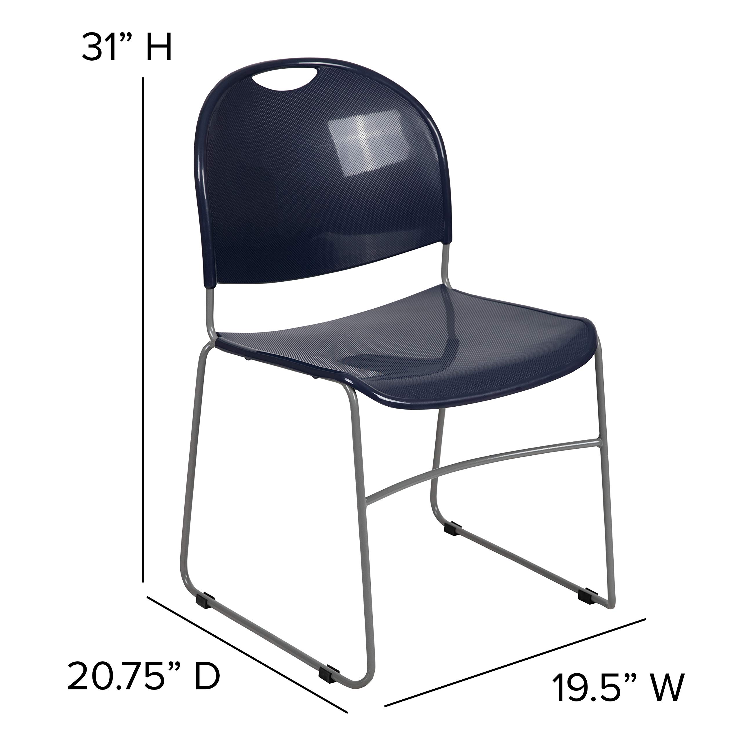 5 Pack Navy Blue Ultra-Compact Stackable School Chairs - Office Guest Chairs, Student Chairs for Classroom, Dormitory & Conference Room Use