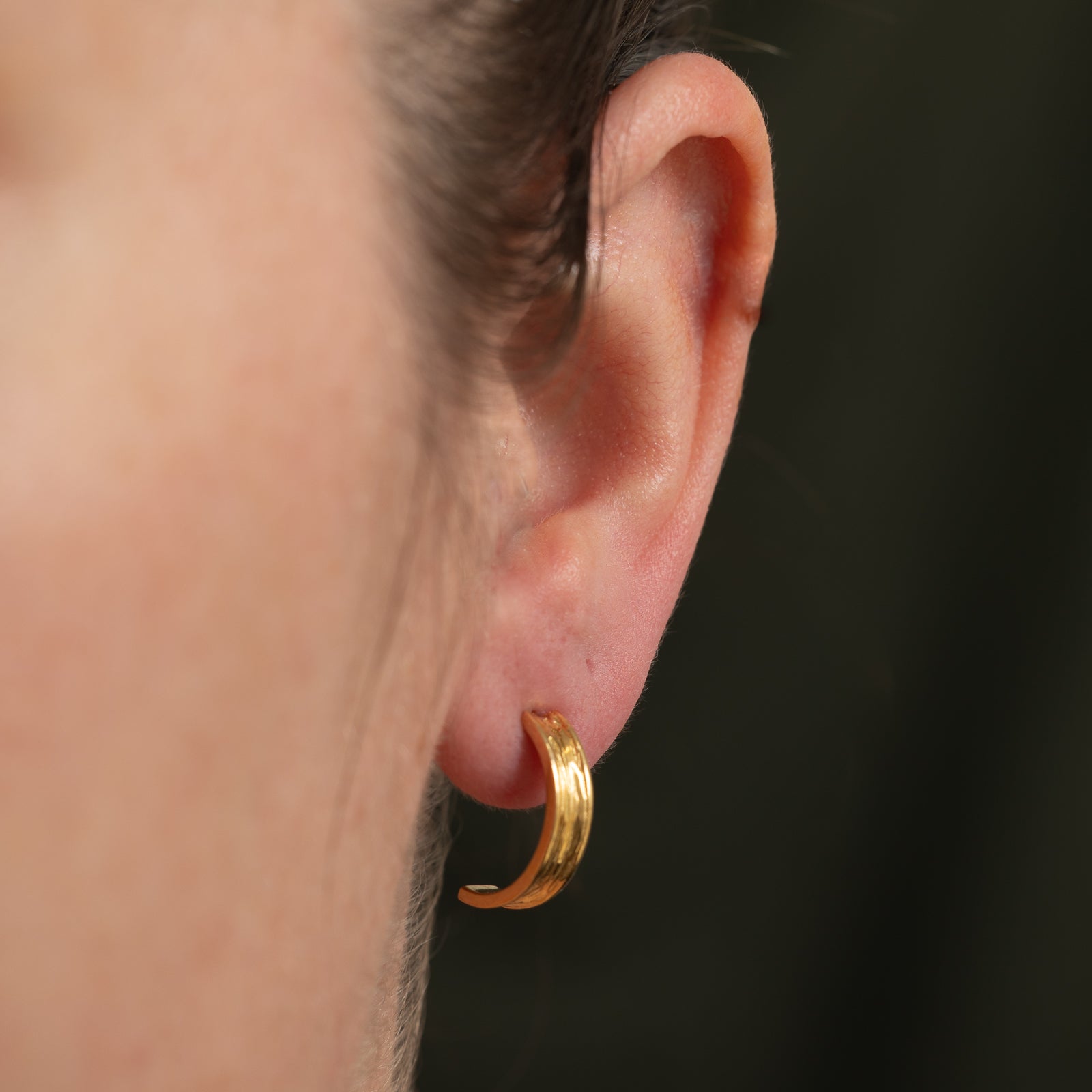 Cavelti Textured Half Hoop Earrings for Women - 14K Gold Plated Boho Chic Dangle Earrings | Perfect for Casual Wear, Date Night & Special Occasions