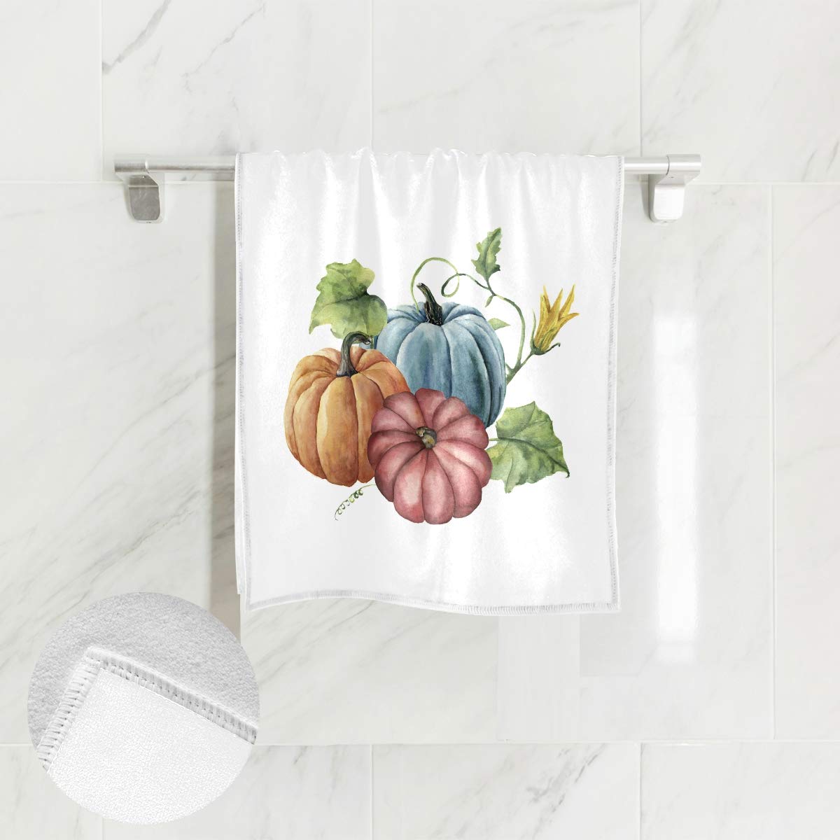 Thanksgiving Autumn Pumpkin Hand Towel 30x15 Inch - Soft Polyester Fingertip Towel for Gym, Sports & Kitchen - Absorbent & Quick-Drying for Workouts, Dishes & Holiday Decor