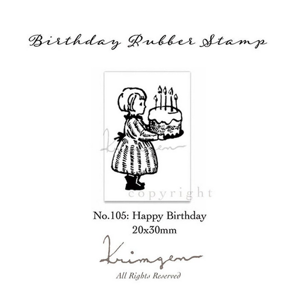 Krimgen Wooden Happy Birthday Rubber Stamp - Handmade DIY Craft Stamps for Greeting Cards, Scrapbooking & Gift Wrapping