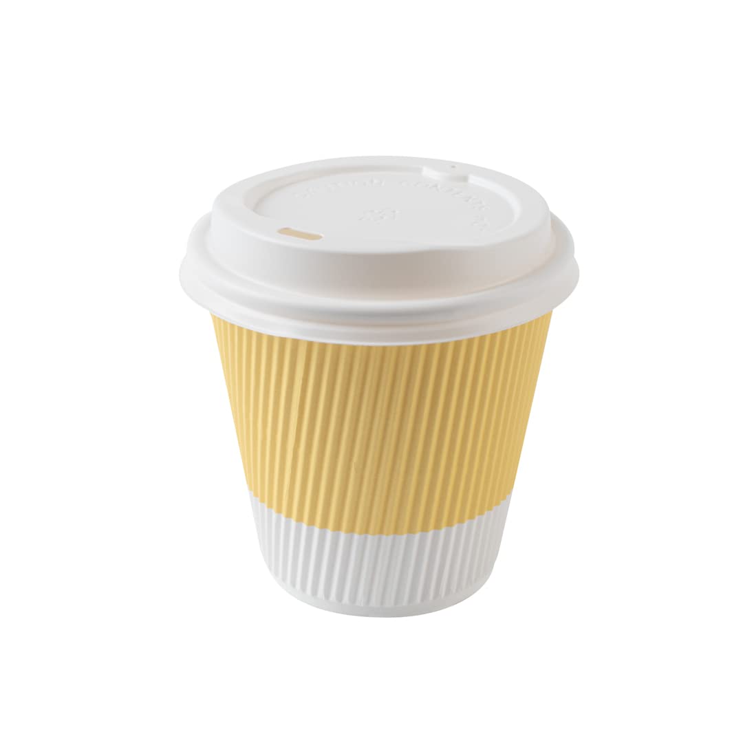 Restaurantware 8oz Insulated Coffee Cups with Lids - 400 Pack Leakproof Ripple Wall Hot Paper Cups | Eco-Friendly Disposable Cups for Coffee, Tea, Hot Chocolate & Lattes | Perfect for Cafes, Offices & Home Use