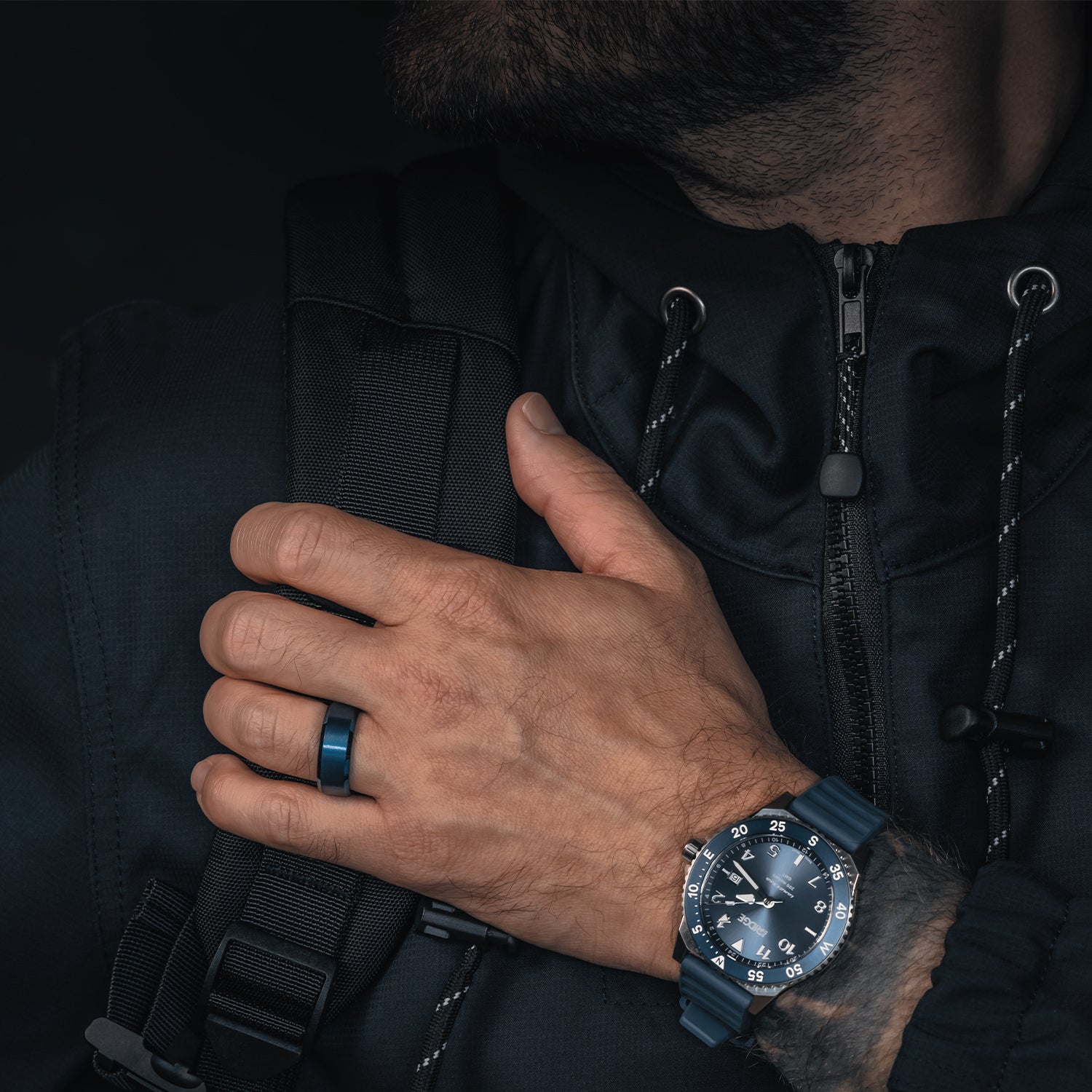 Ridge 8mm Beveled Wedding Ring Set in Alpine Navy - Durable Tungsten Carbide Band for Men & Women - Perfect for Engagement, Anniversary & Everyday Wear