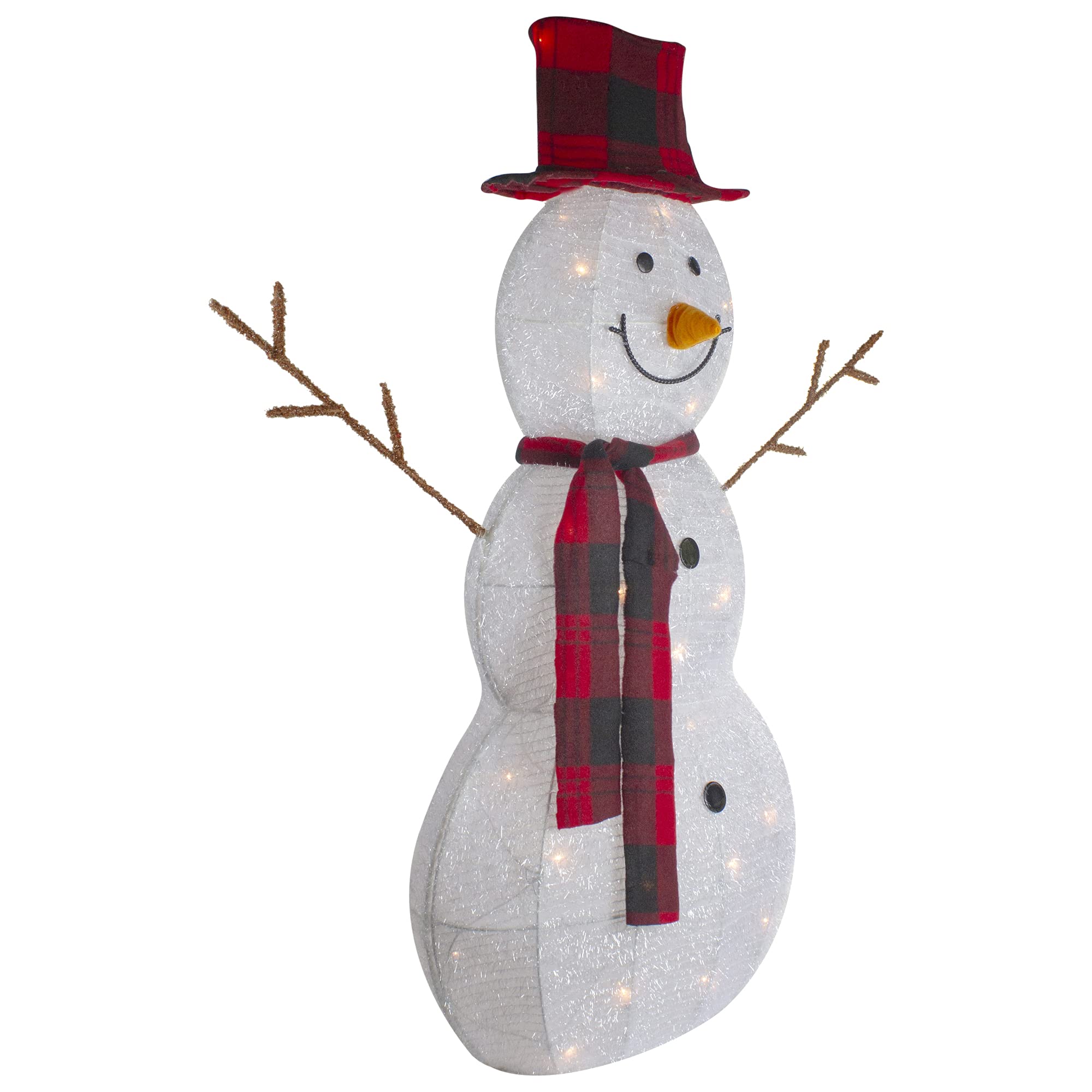 Northlight Lighted Tinsel Snowmen Family Outdoor Christmas Decorations - Set of 2 with Clear LED Lights for Holiday Yard, Garden, and Porch Decor