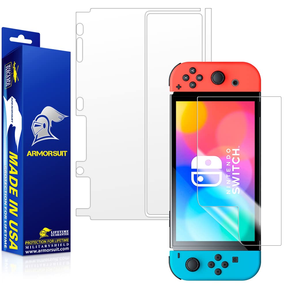 ArmorSuit MilitaryShield Full Body Skin Film & Screen Protector for Nintendo Switch OLED 2021 - Anti-Bubble HD Clear Protective Cover | Perfect for Gaming, Travel Protection, and Scratch Prevention