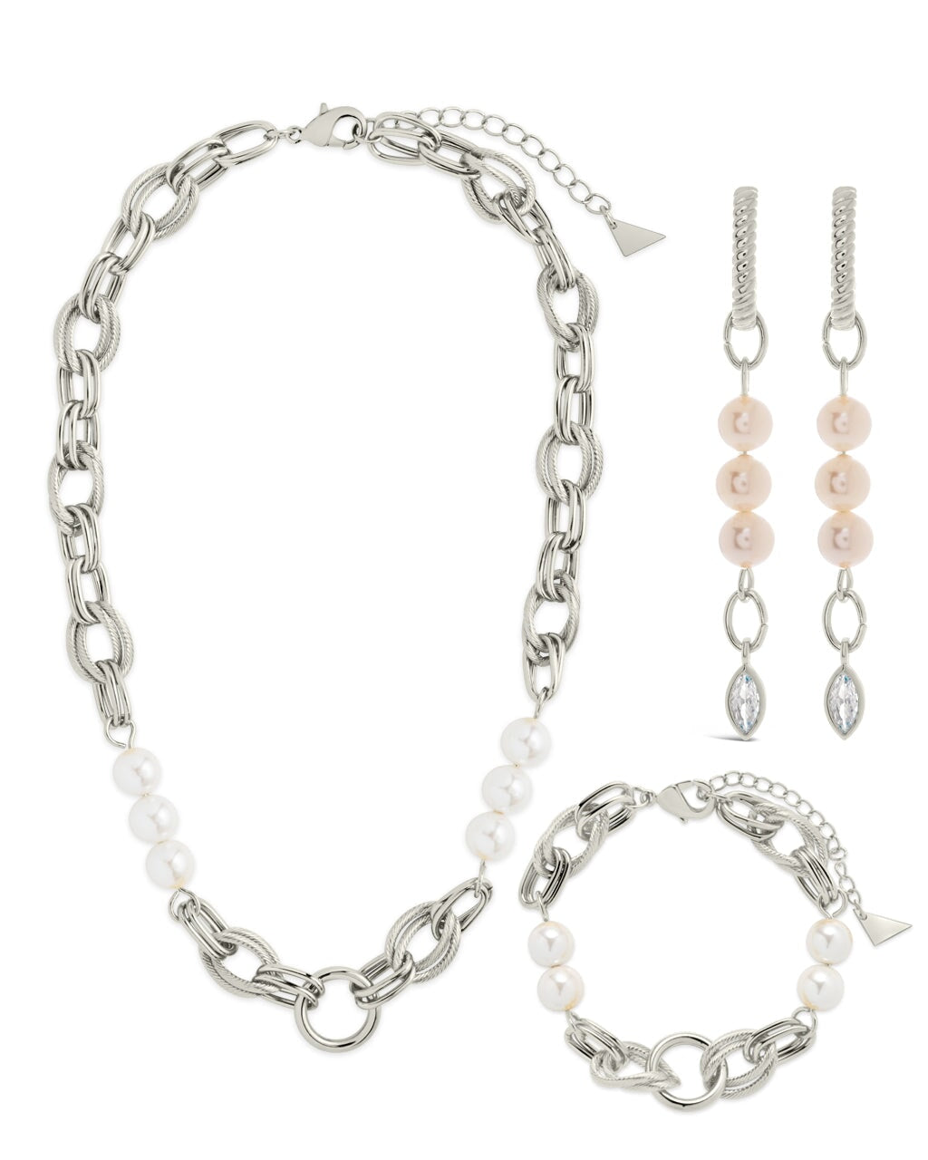 Ivanna Pearl & Chain Matching Set Jewelry - Elegant Necklace and Earrings for Women - Perfect for Weddings, Parties & Special Occasions