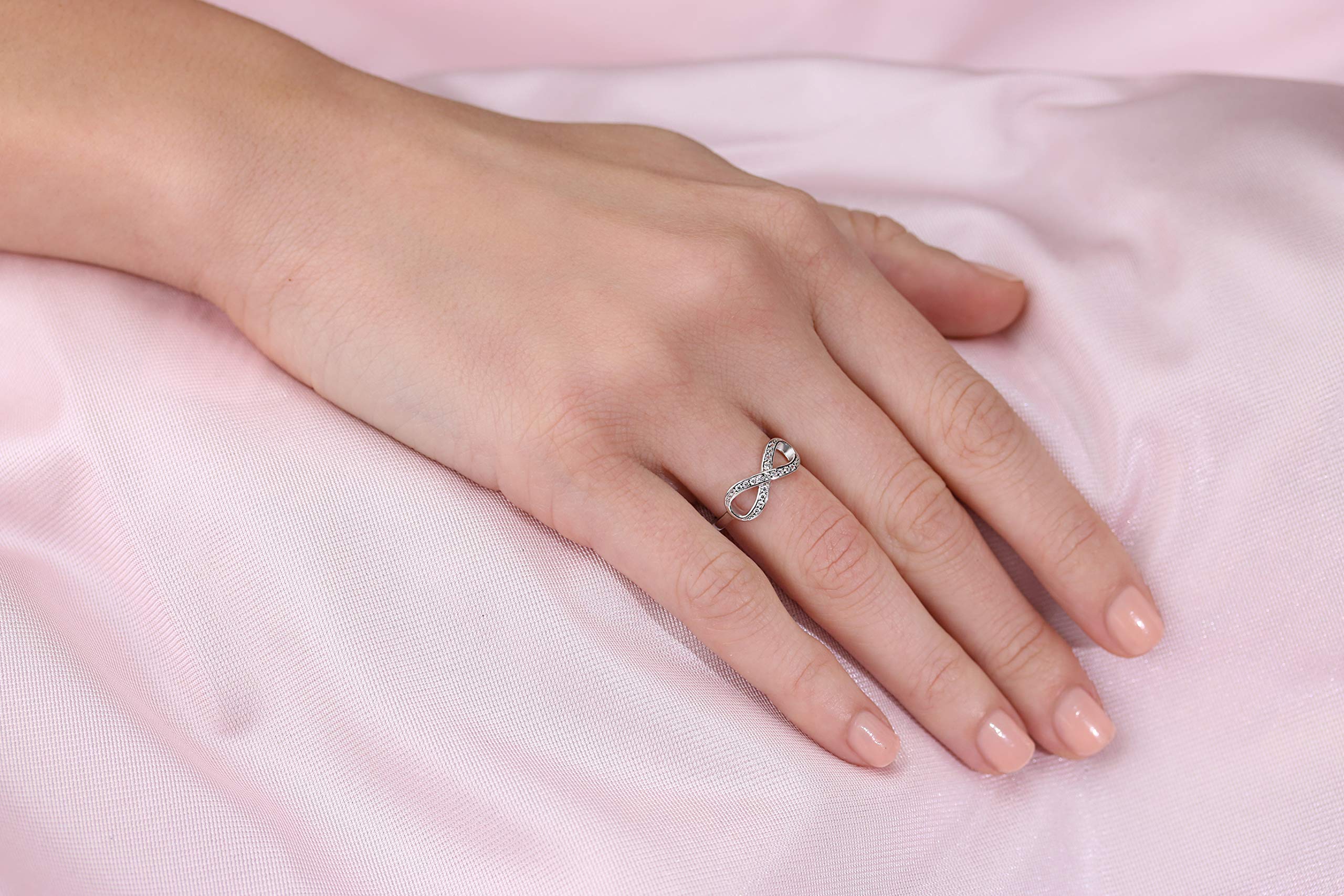 925 Sterling Silver Infinity Ring with CZ for Women - Elegant Gift for Her