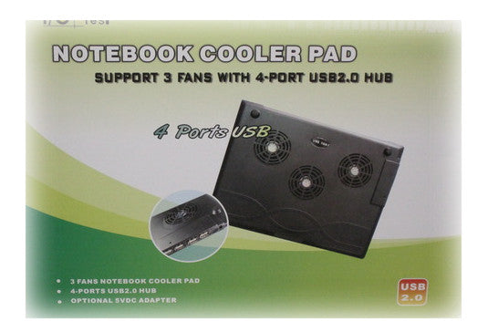 Connectland USB Cooling Pad with 4-Port USB 2.0 Hub for Laptop - Portable Notebook Cooler with Quiet Fan | Perfect for Gaming, Office Work & Home Use
