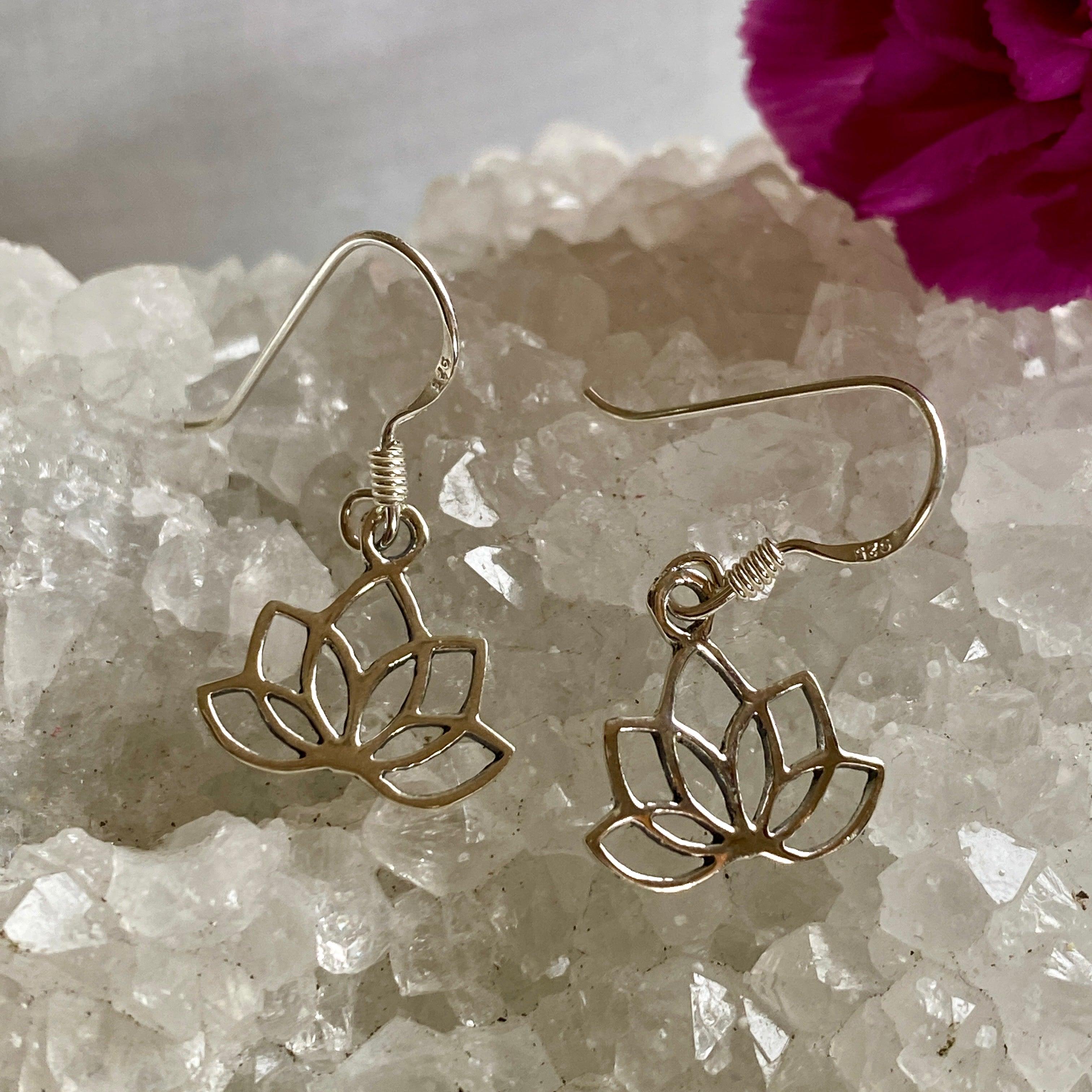 Silver Lotus Earrings SE1021 - Elegant Floral Jewelry for Women, Perfect for Weddings, Parties & Everyday Wear