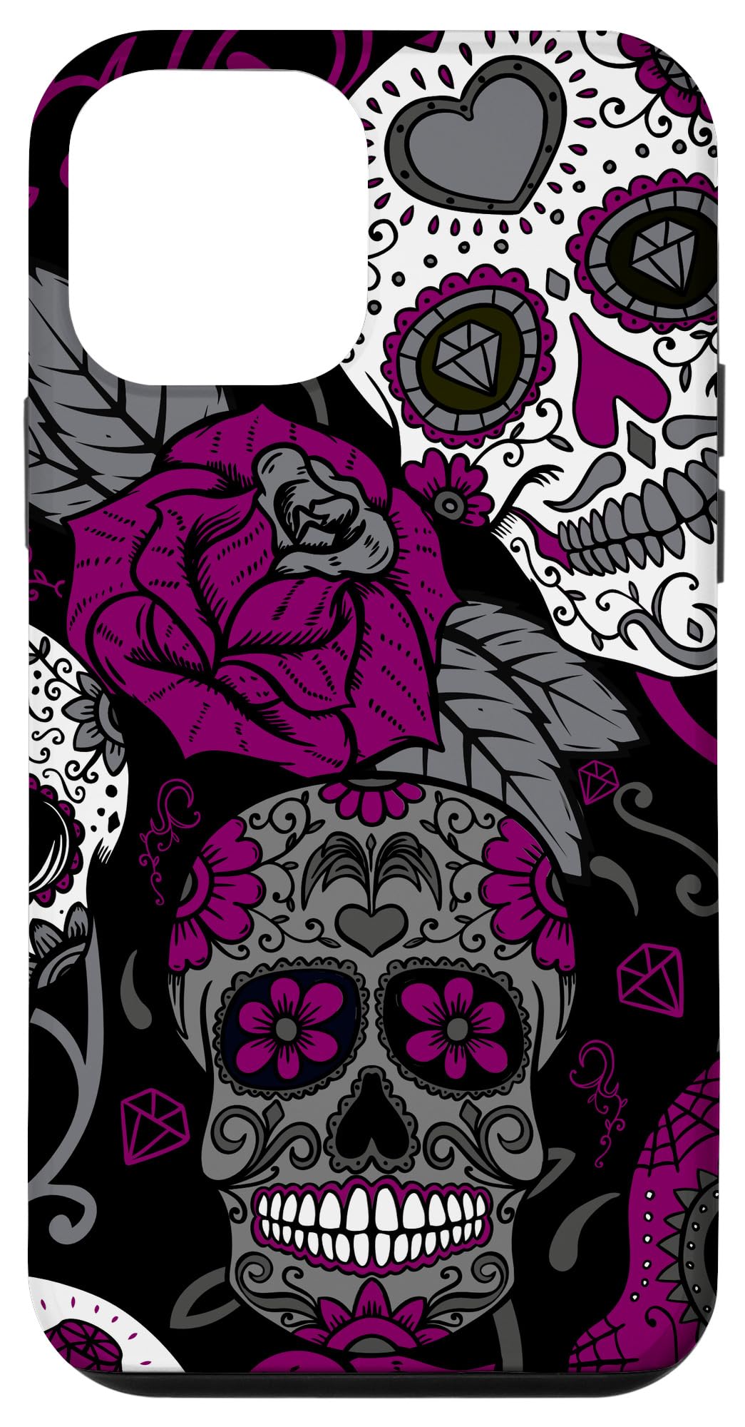 Trendy Mexican Day of the Dead Purple Sugar Skulls iPhone 12 Mini Case - Durable Protective Cover for Everyday Use, Parties & Halloween
