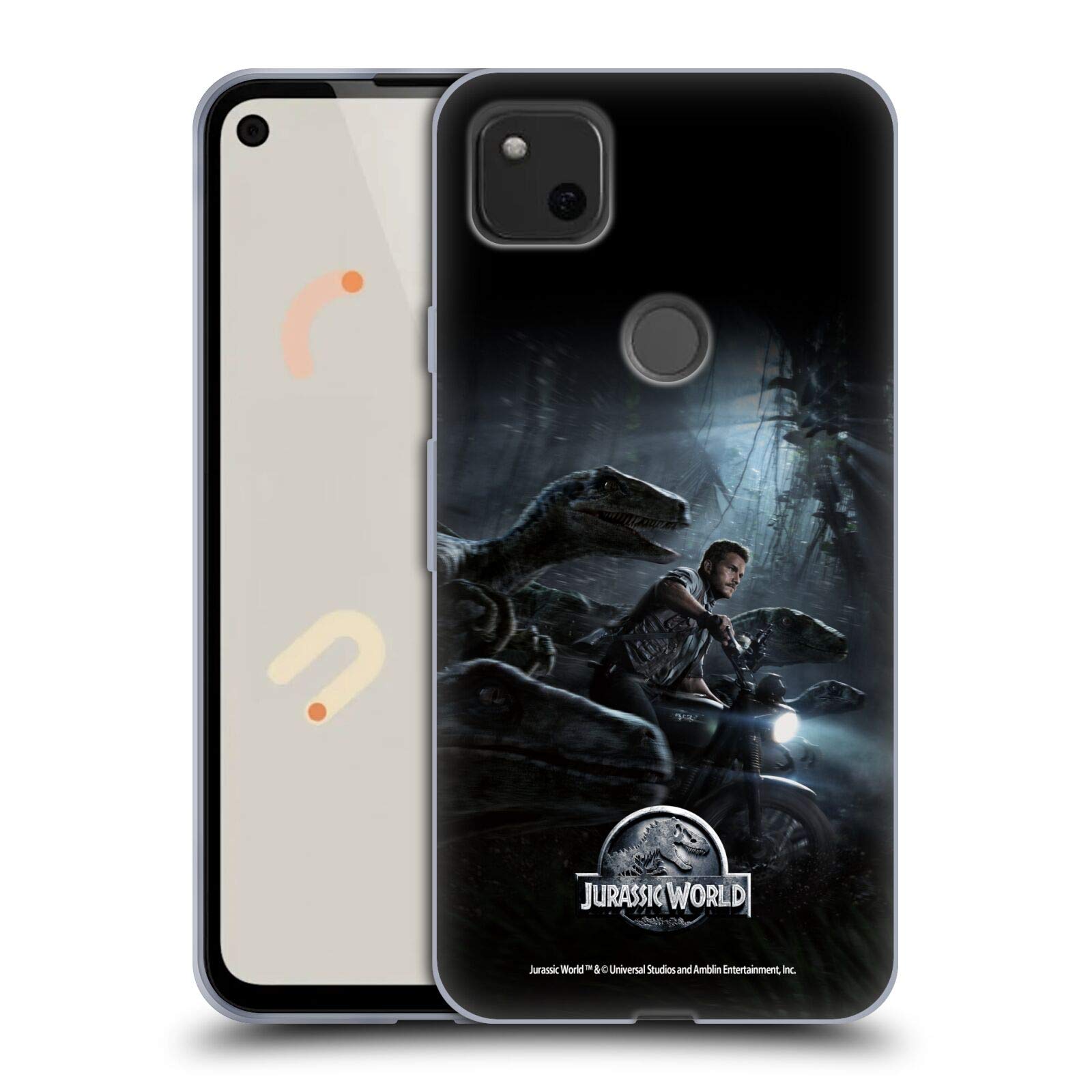 Jurassic World Owen & Velociraptors Gel Case for Google Pixel 4a - Movie Fan Gift