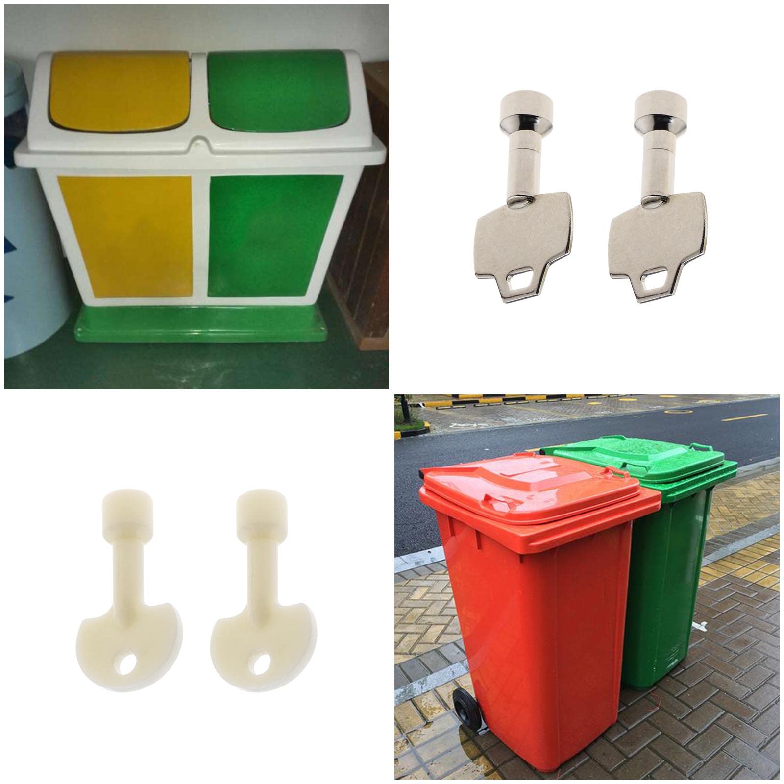 4PCS Triangle Key Trash Can Bin Metal Key Plastic Key Accessories for 70L Outdoor Peel Trash Can - Triangle Side Length 7-9mm - Perfect for Camping, Picnics & Outdoor Waste Management
