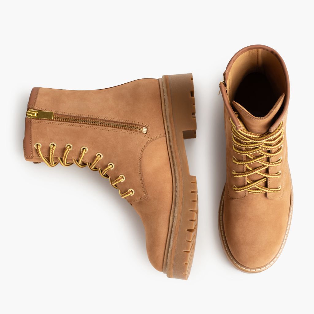 Combat Boots for Men | Tan Nubuck Leather Military Style Boots - Durable & Comfortable for Outdoor Work, Hiking & Tactical Use