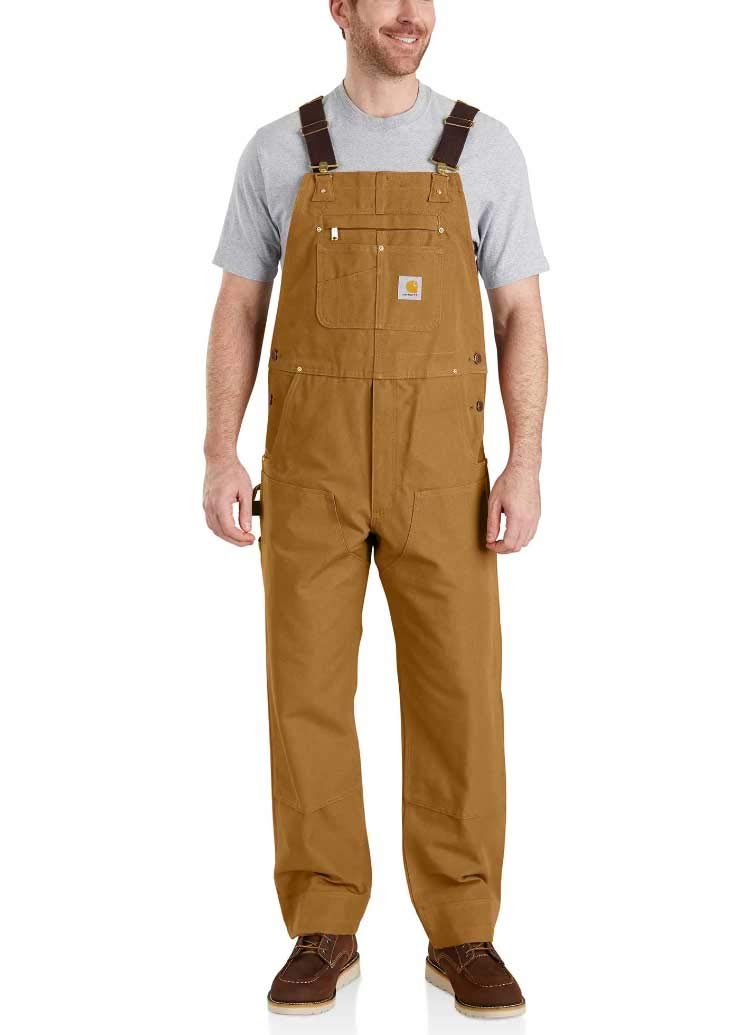 Carhartt Men's Relaxed Fit Duck Bib Overalls - Durable Workwear for Construction, Farming & Outdoor Activities | Heavy-Duty Denim Coveralls with Tool Pockets