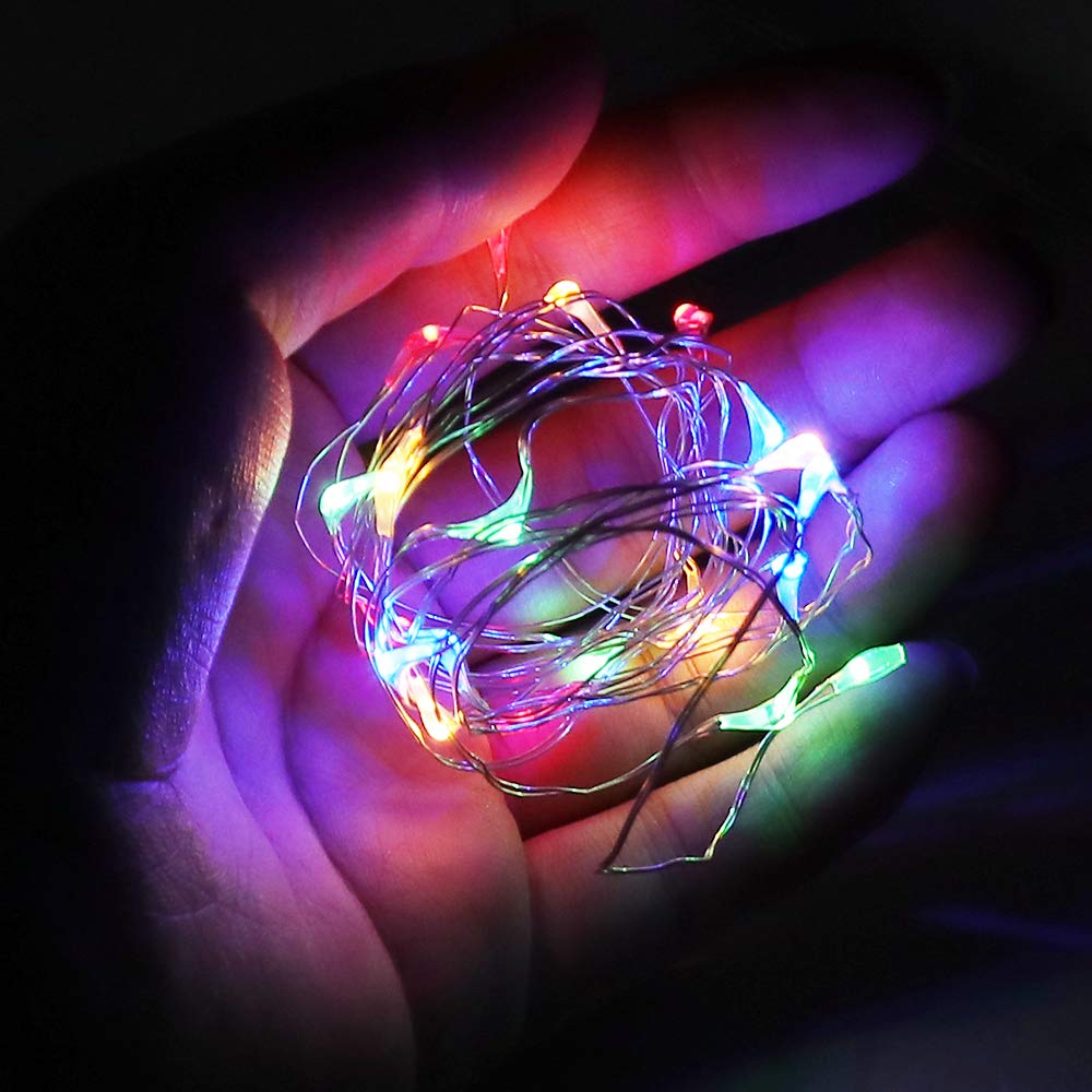 XUNATA 33ft 100 LED RGB String Lights with Remote Control - 8 Lighting Modes, Dimmable, Timer Function, Silver Wire for Christmas Decorations, Holiday Party, Patio, Garden, Bedroom & Wedding Decor